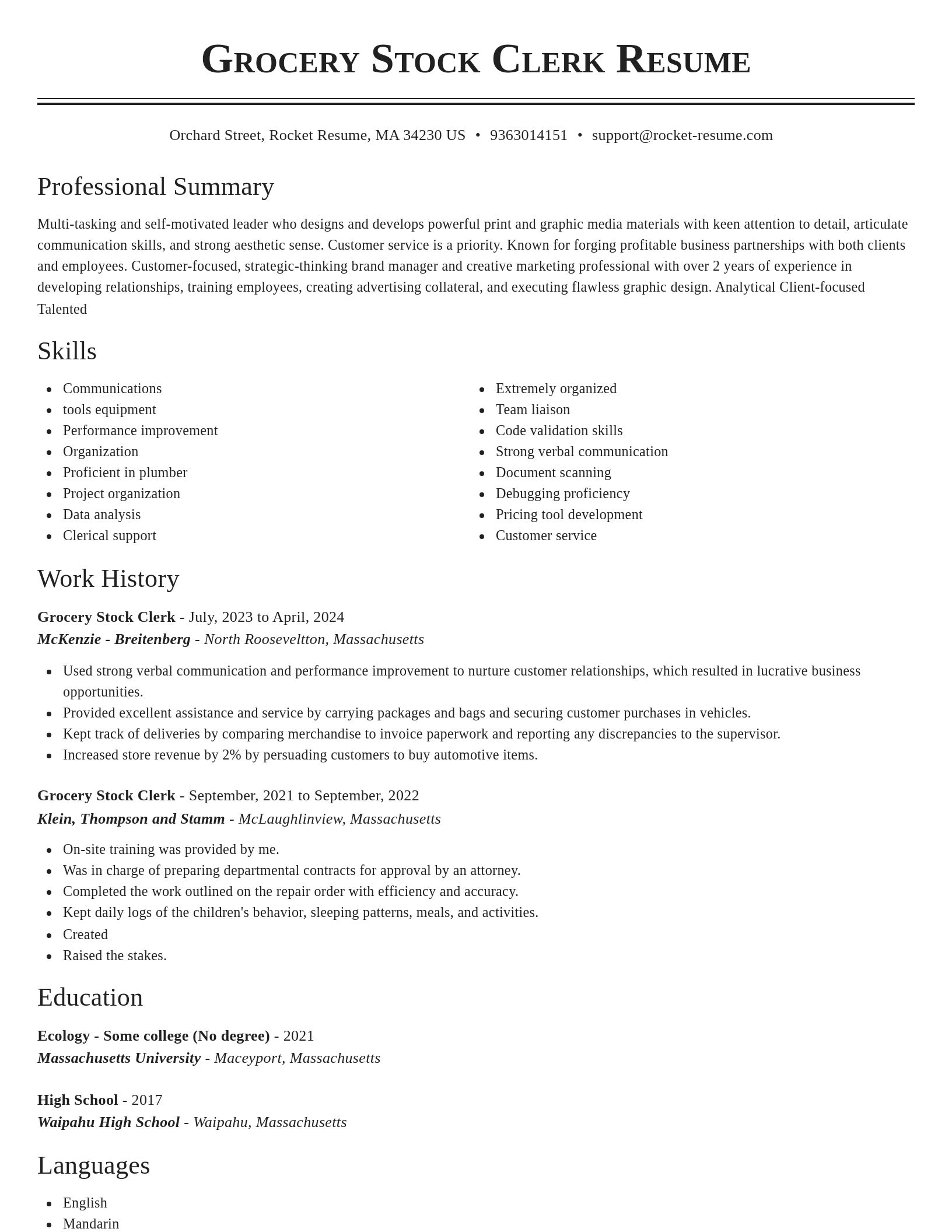 Classic resume template