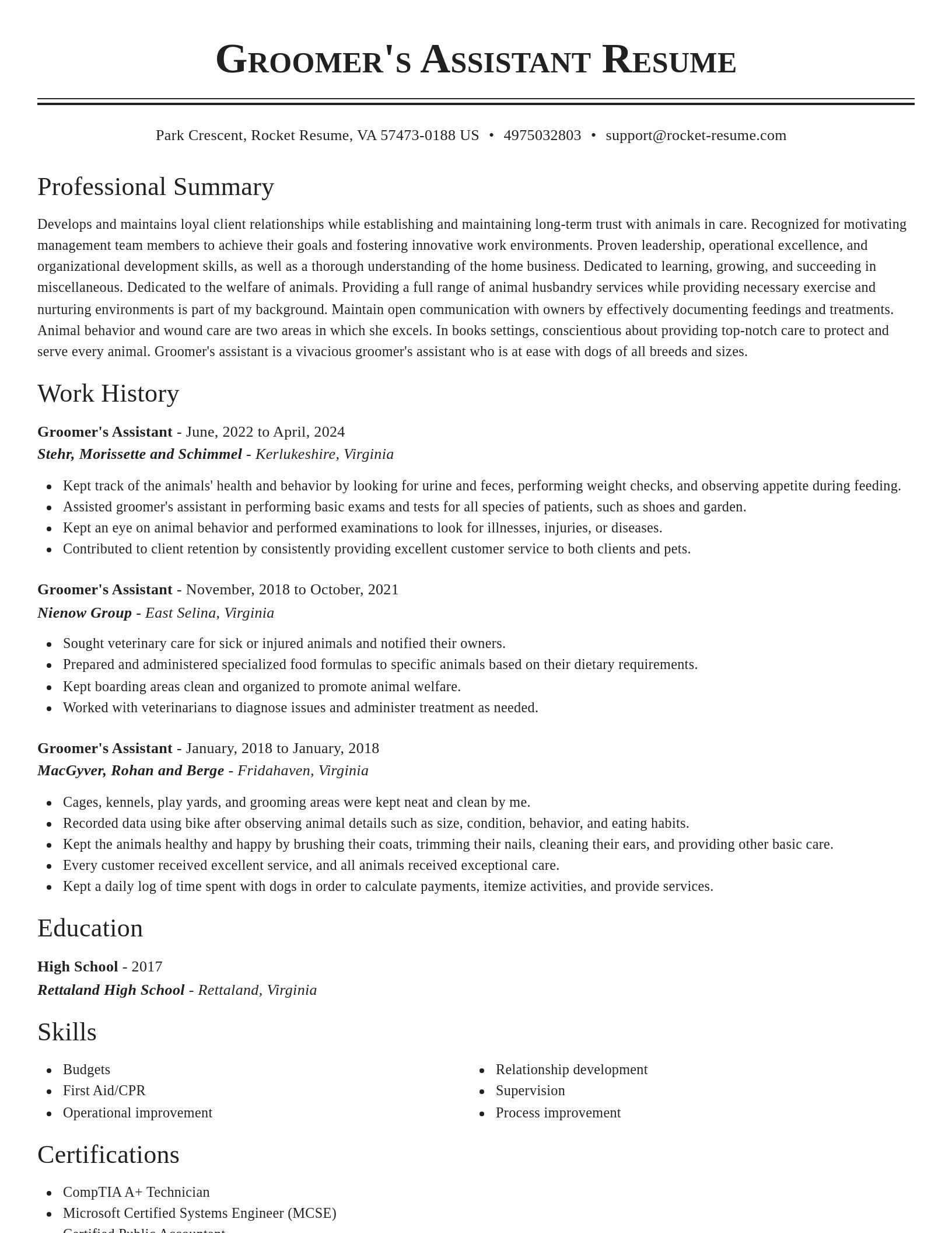 Classic resume template