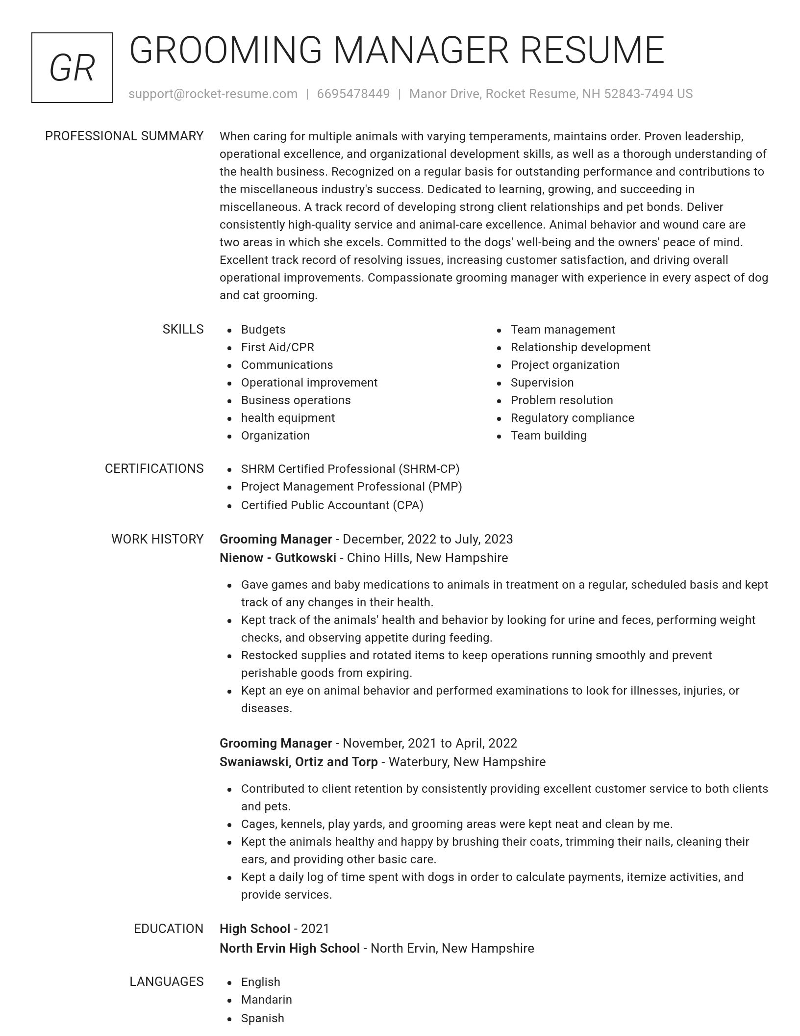 Renowned resume template