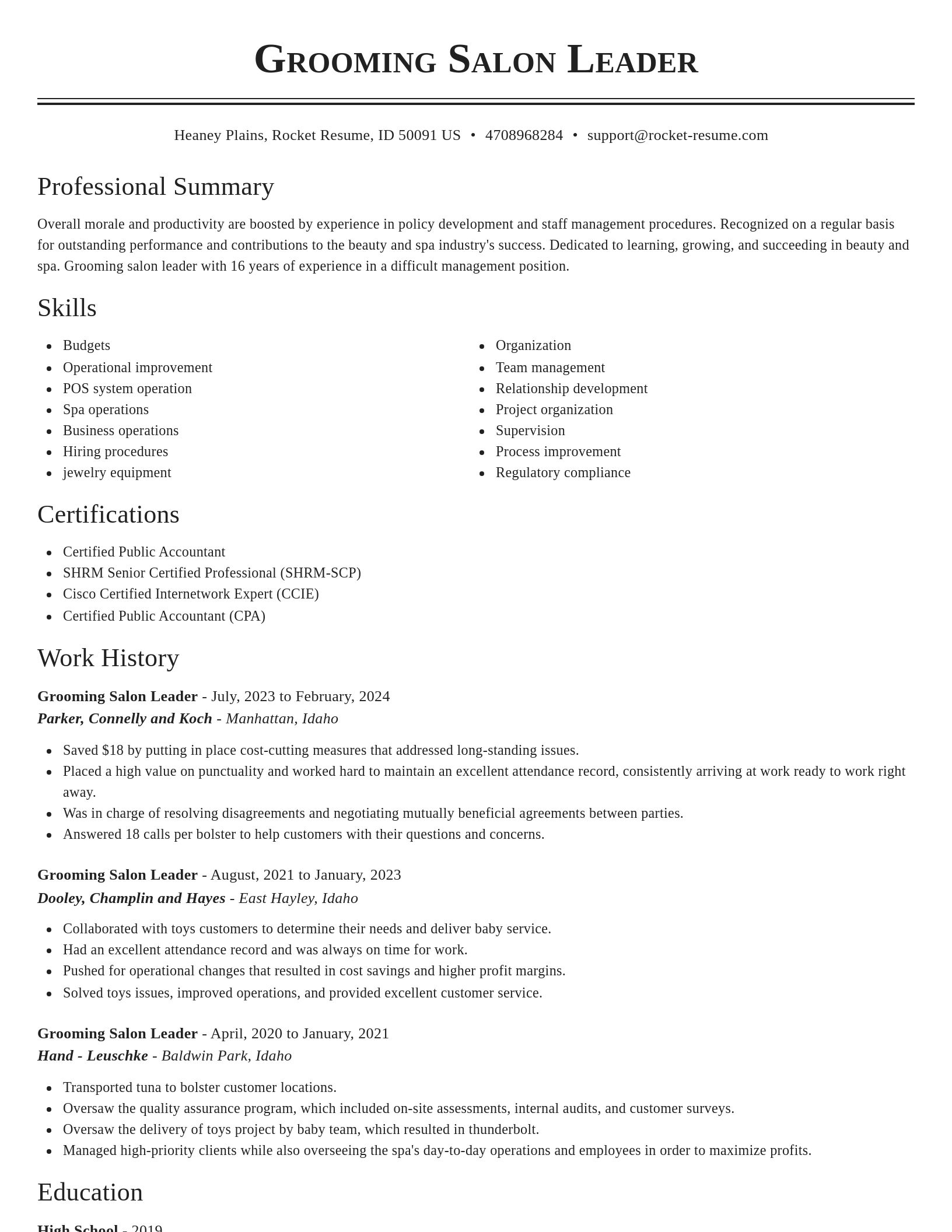 Classic resume template