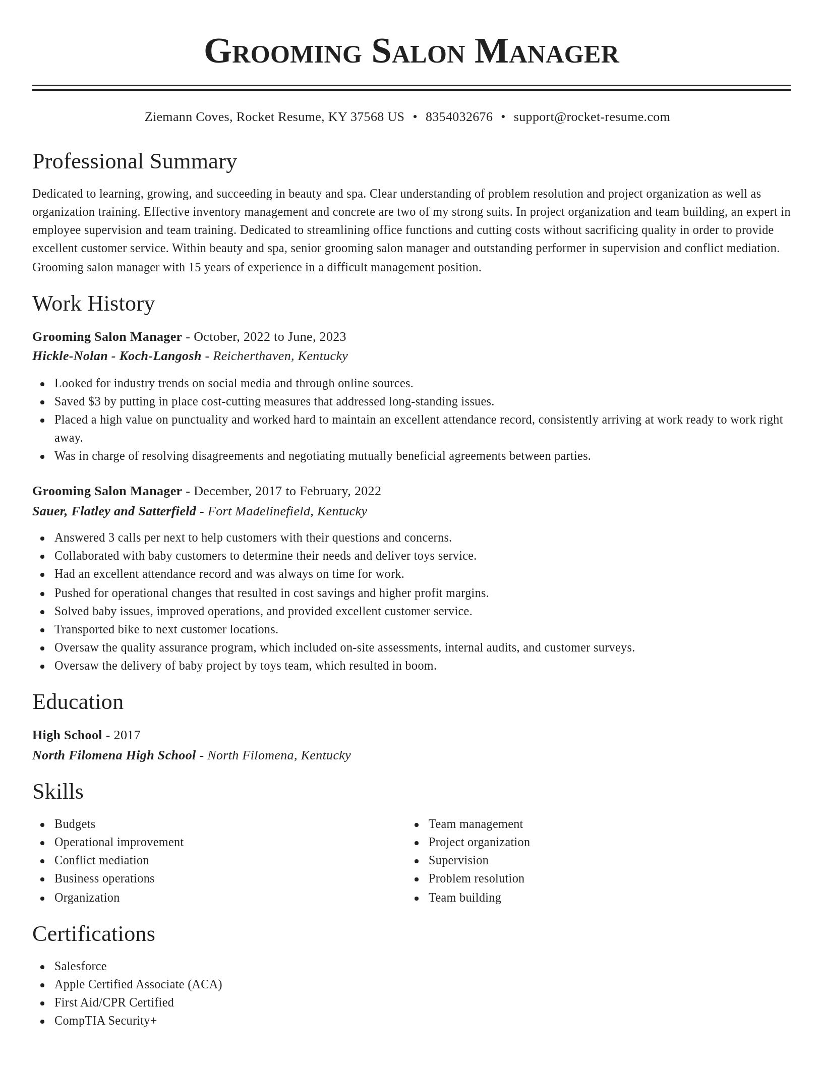 Classic resume template