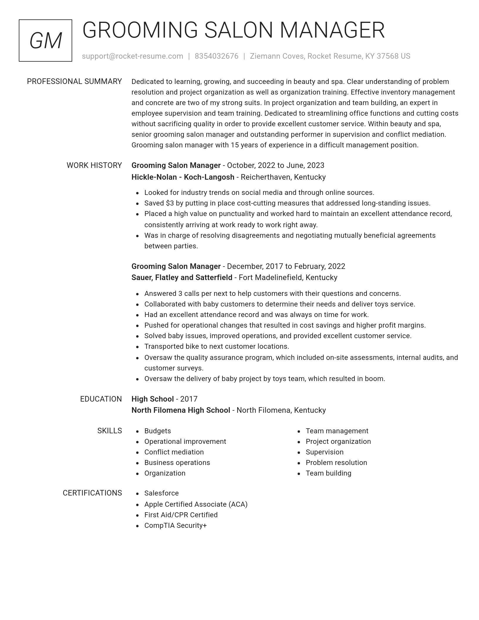 Renowned resume template