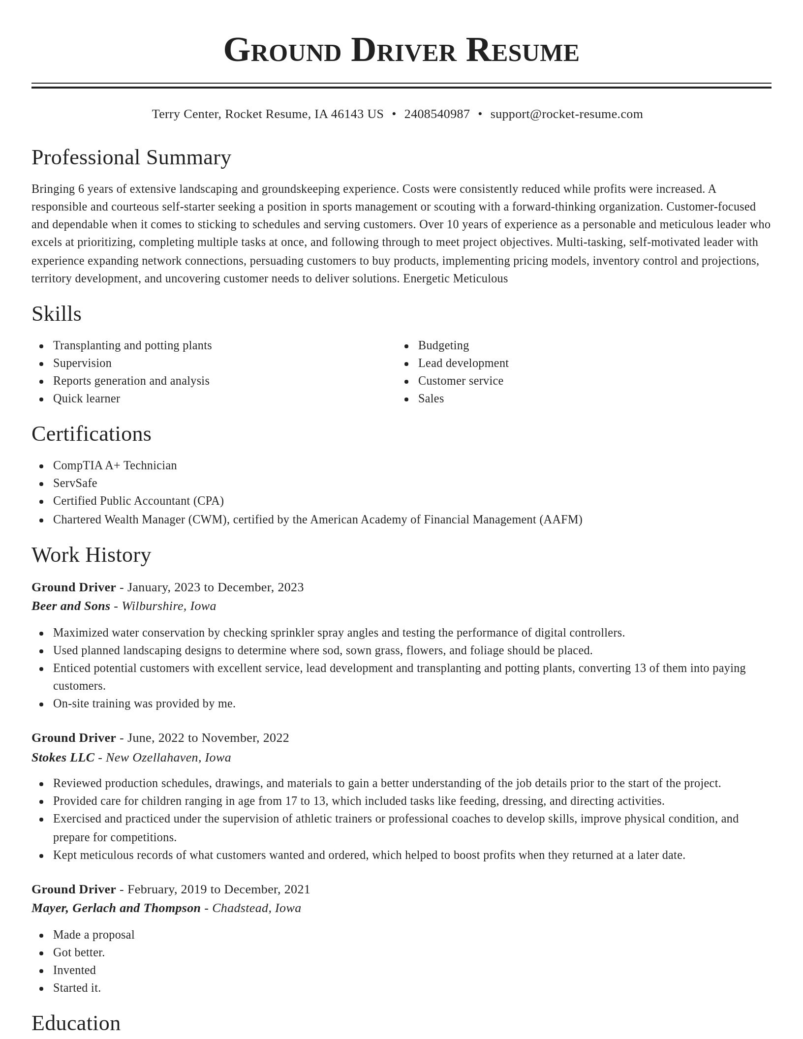 Classic resume template