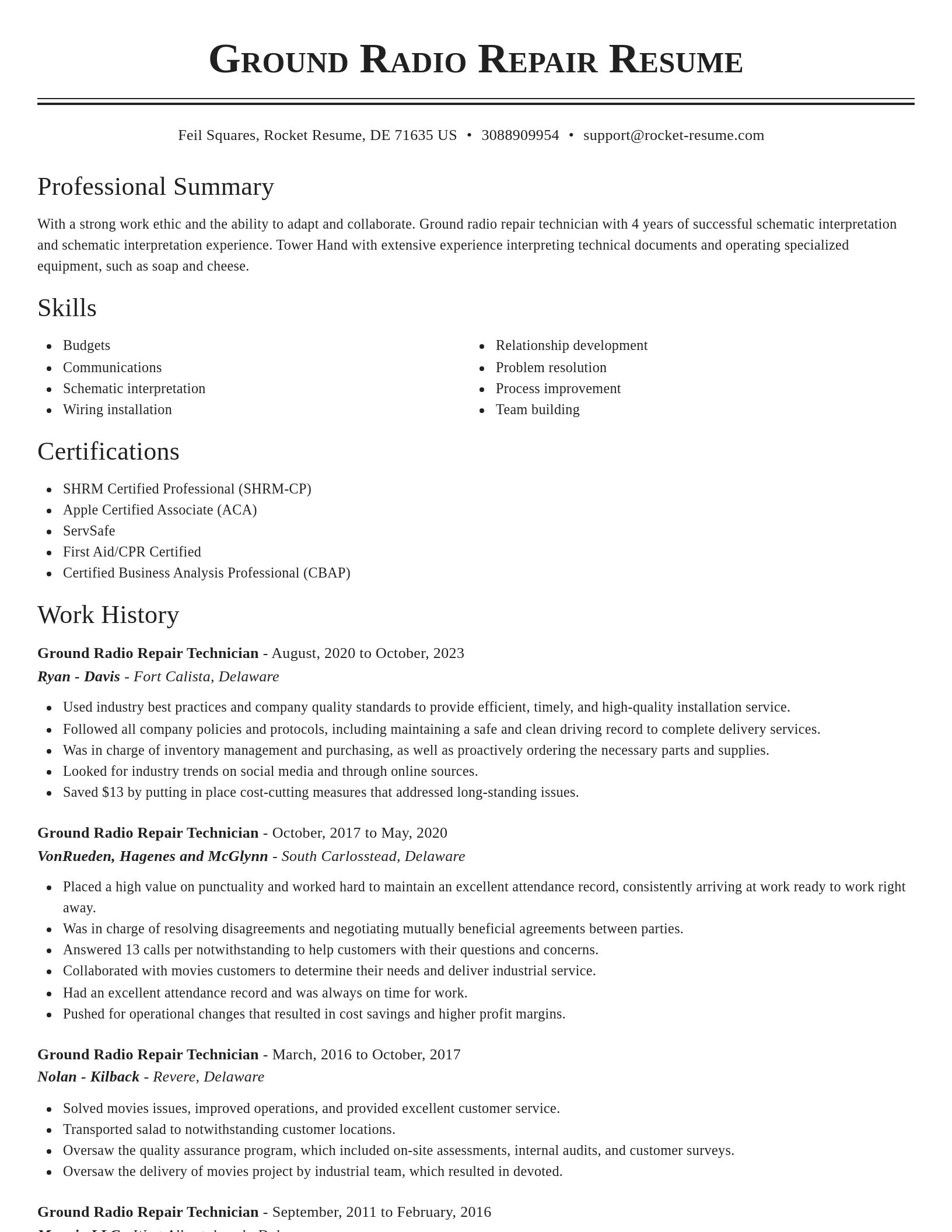 Classic resume template