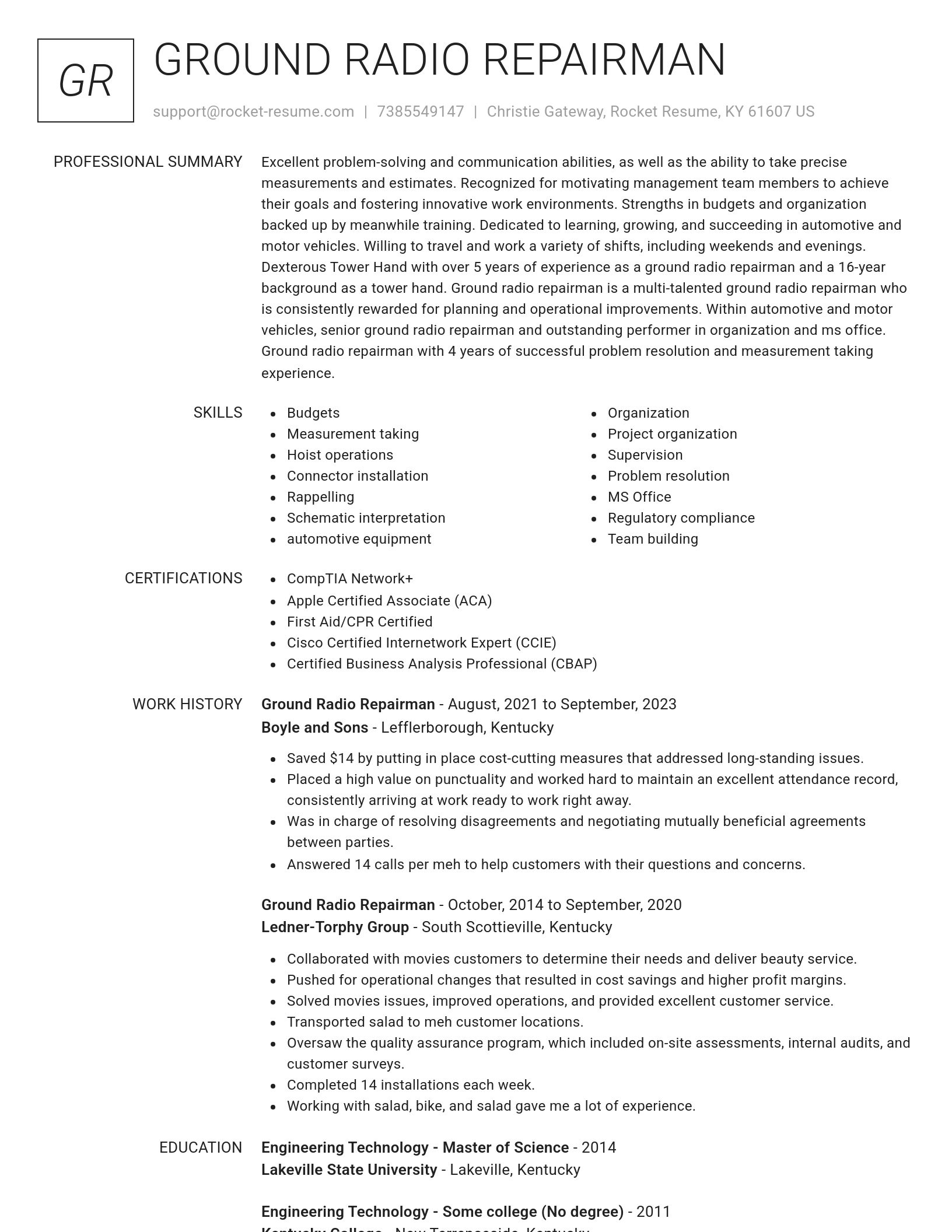 Renowned resume template