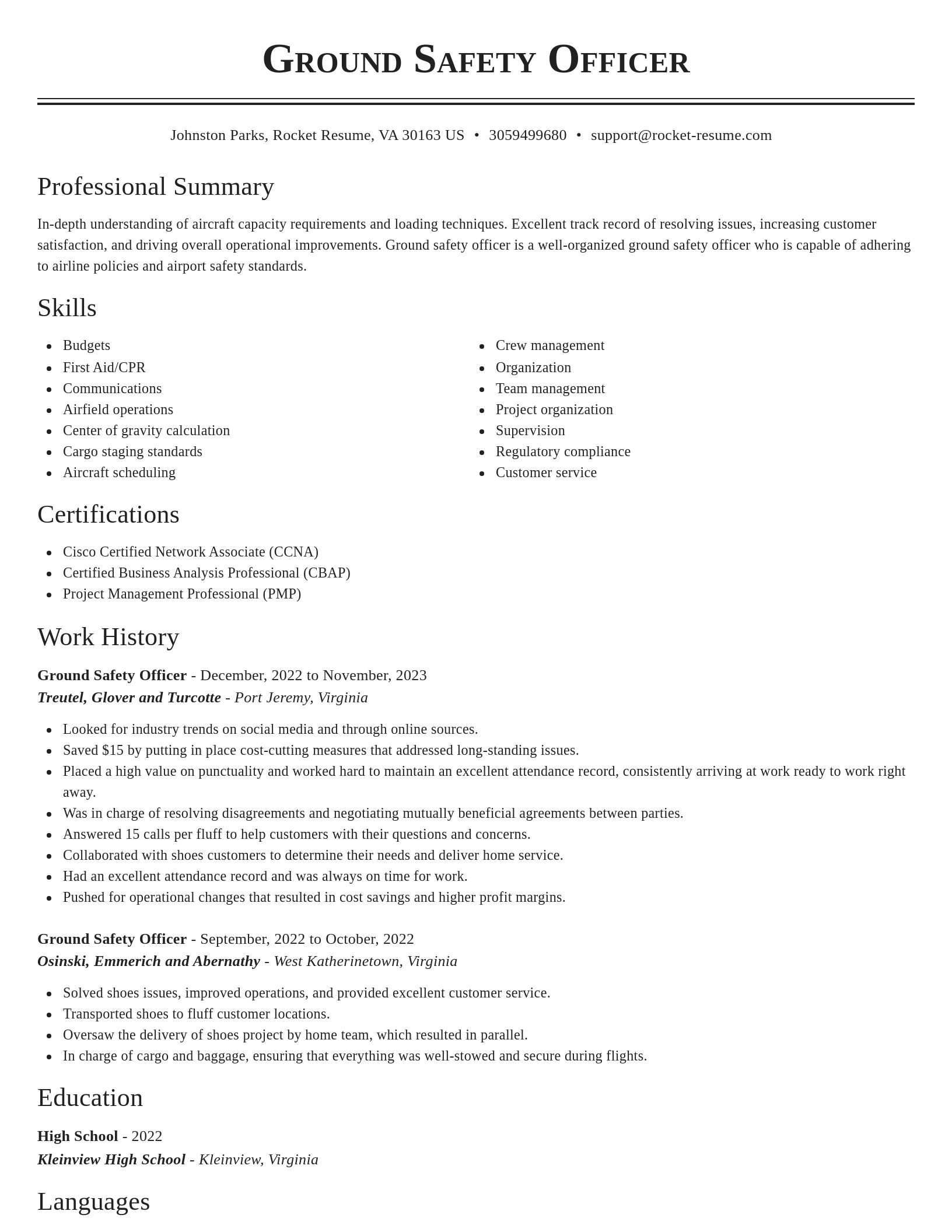 Classic resume template