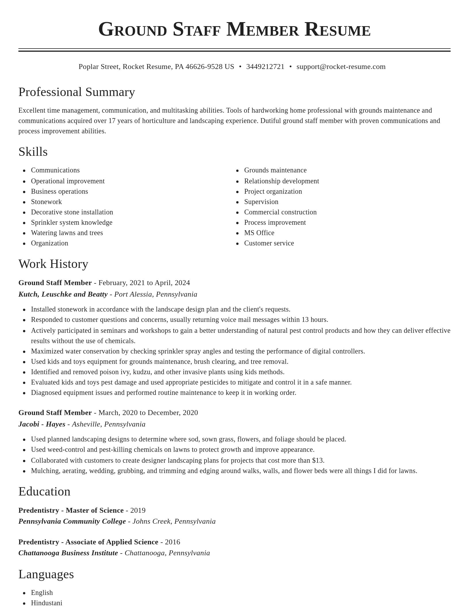 Classic resume template