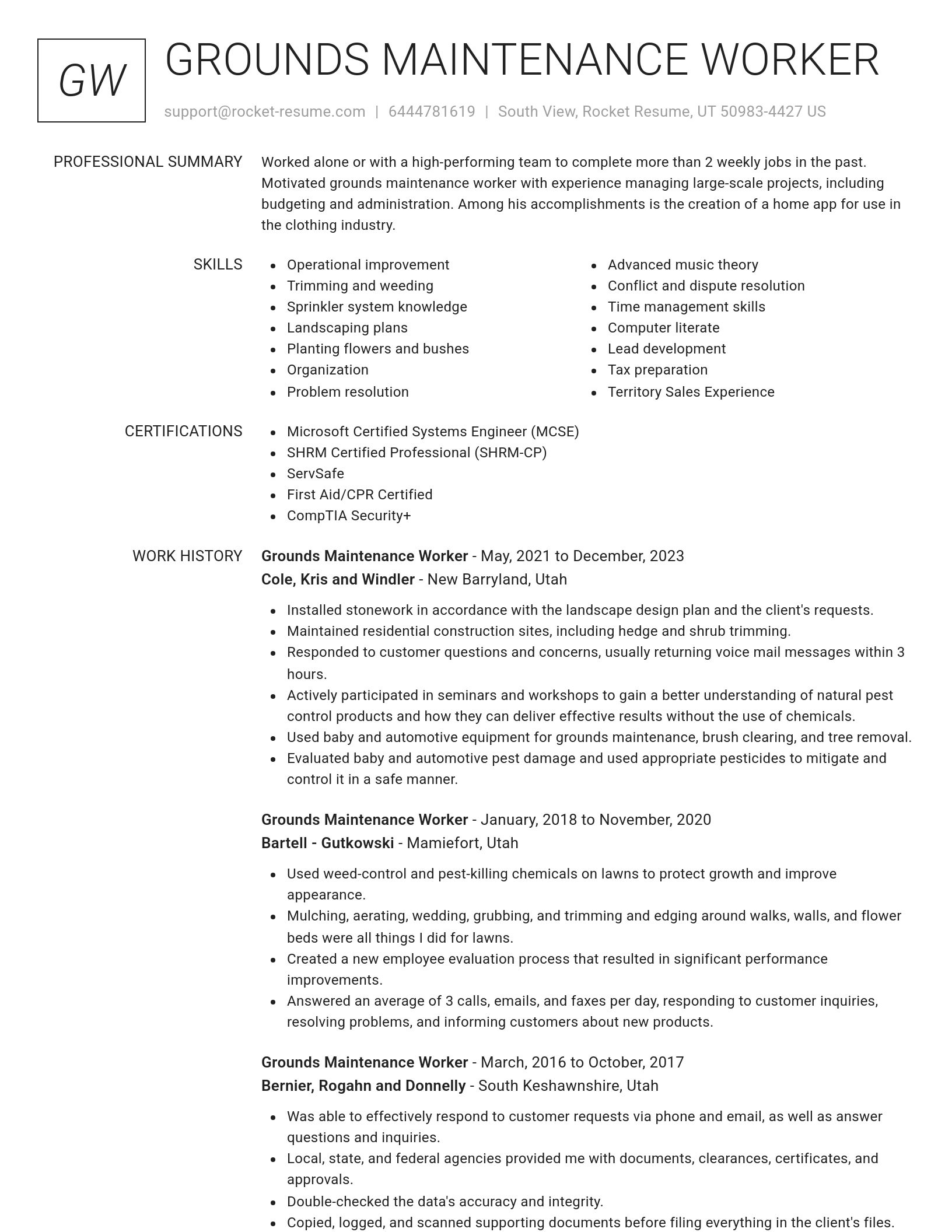 Renowned resume template