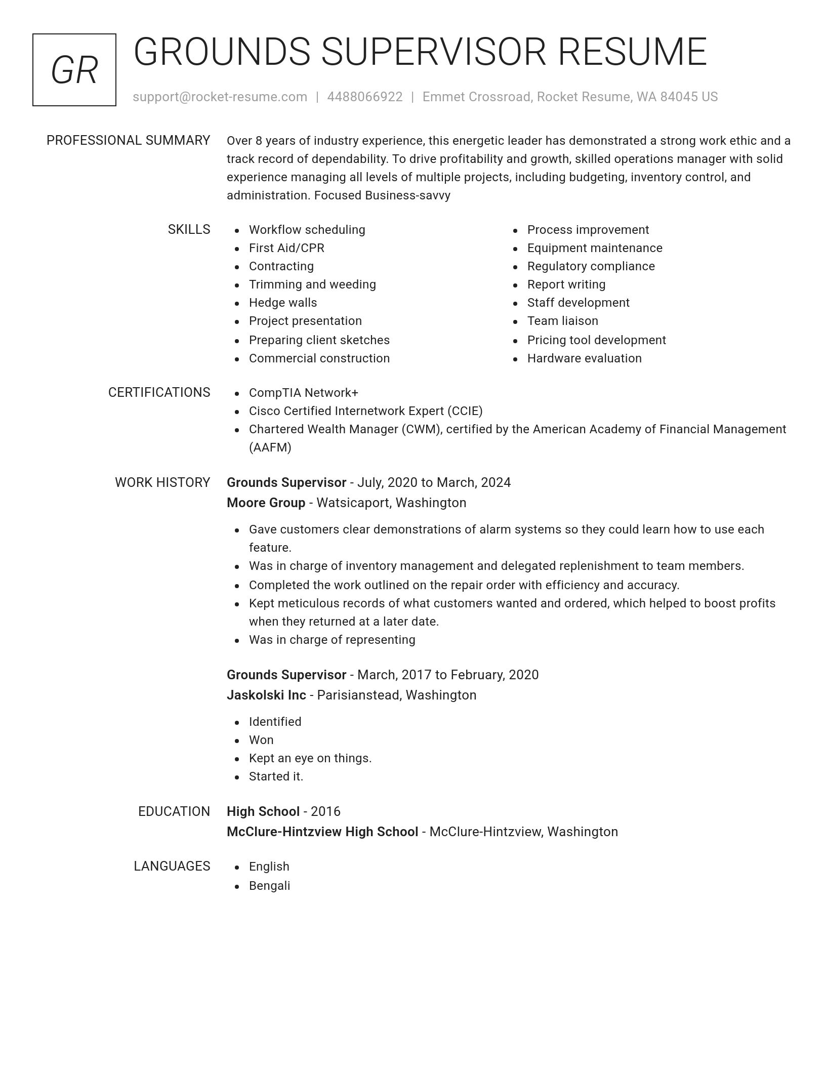 Renowned resume template