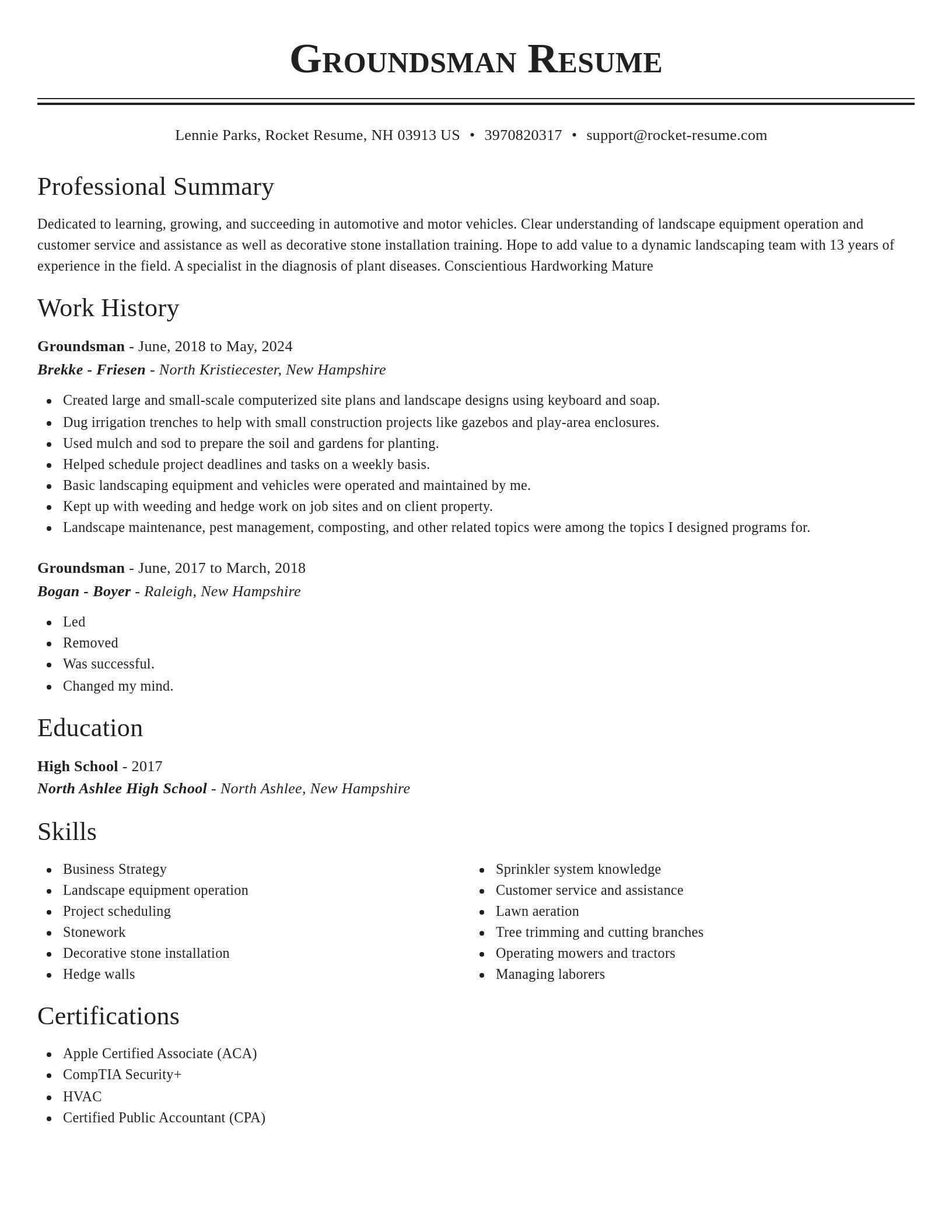Classic resume template