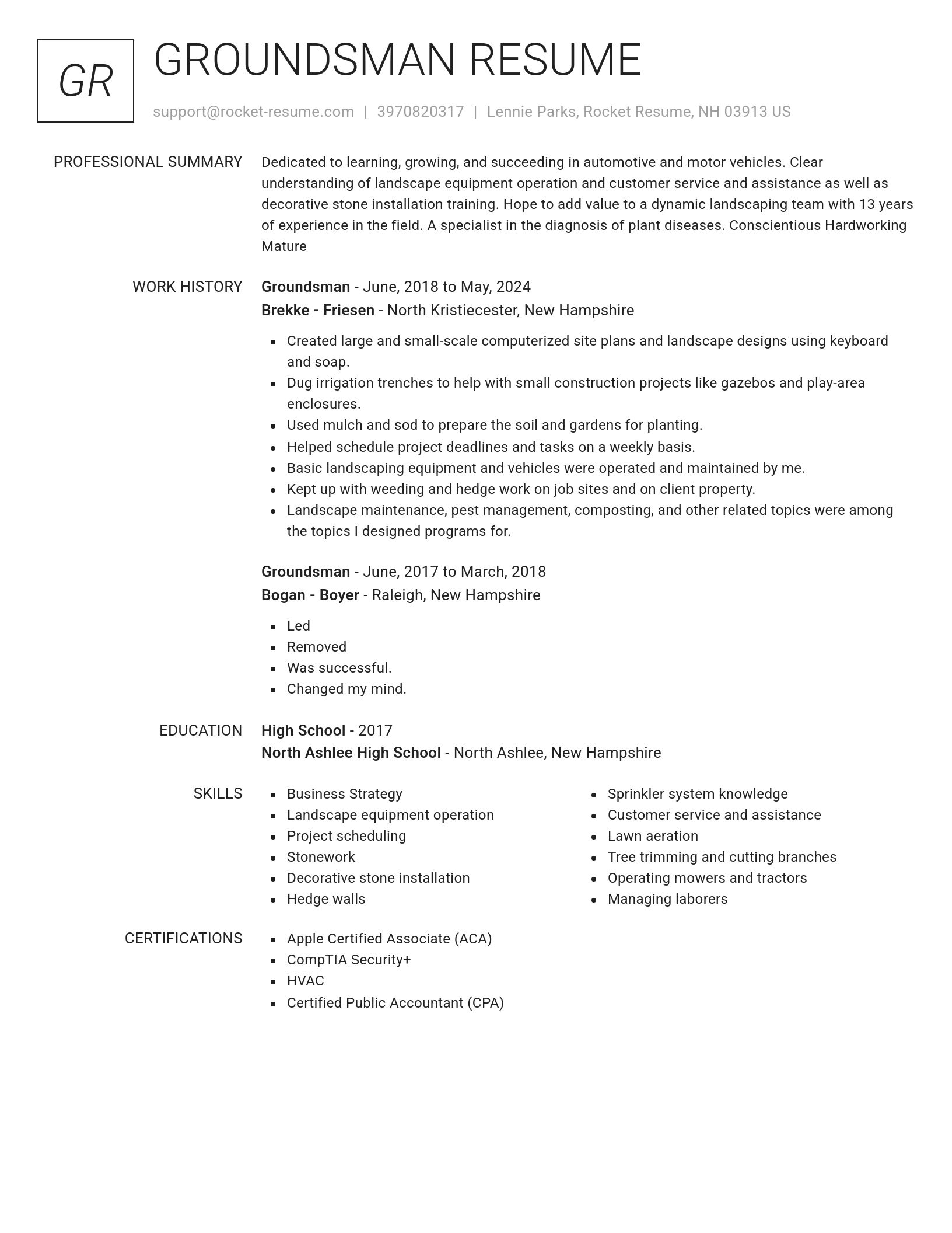 Renowned resume template