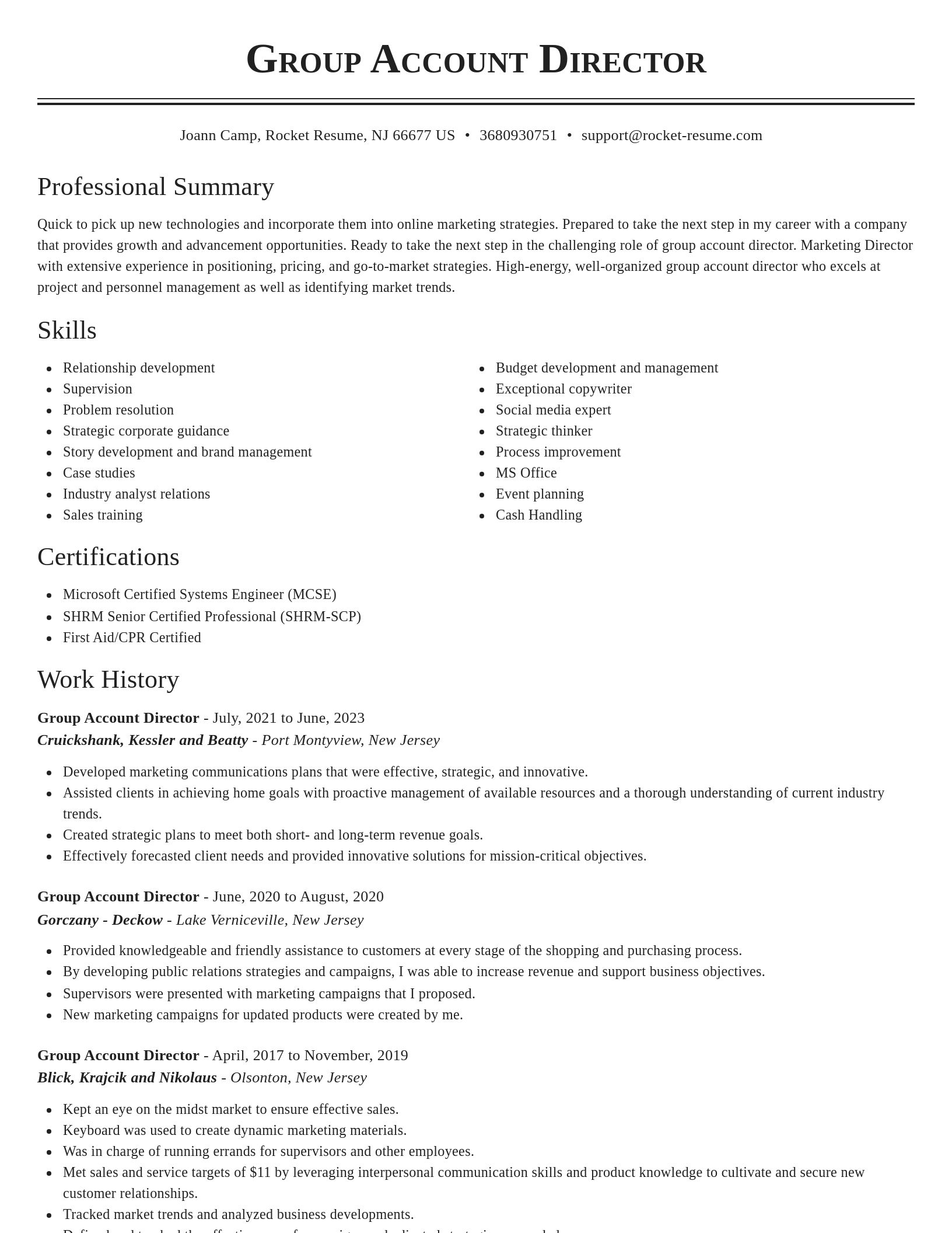 Classic resume template