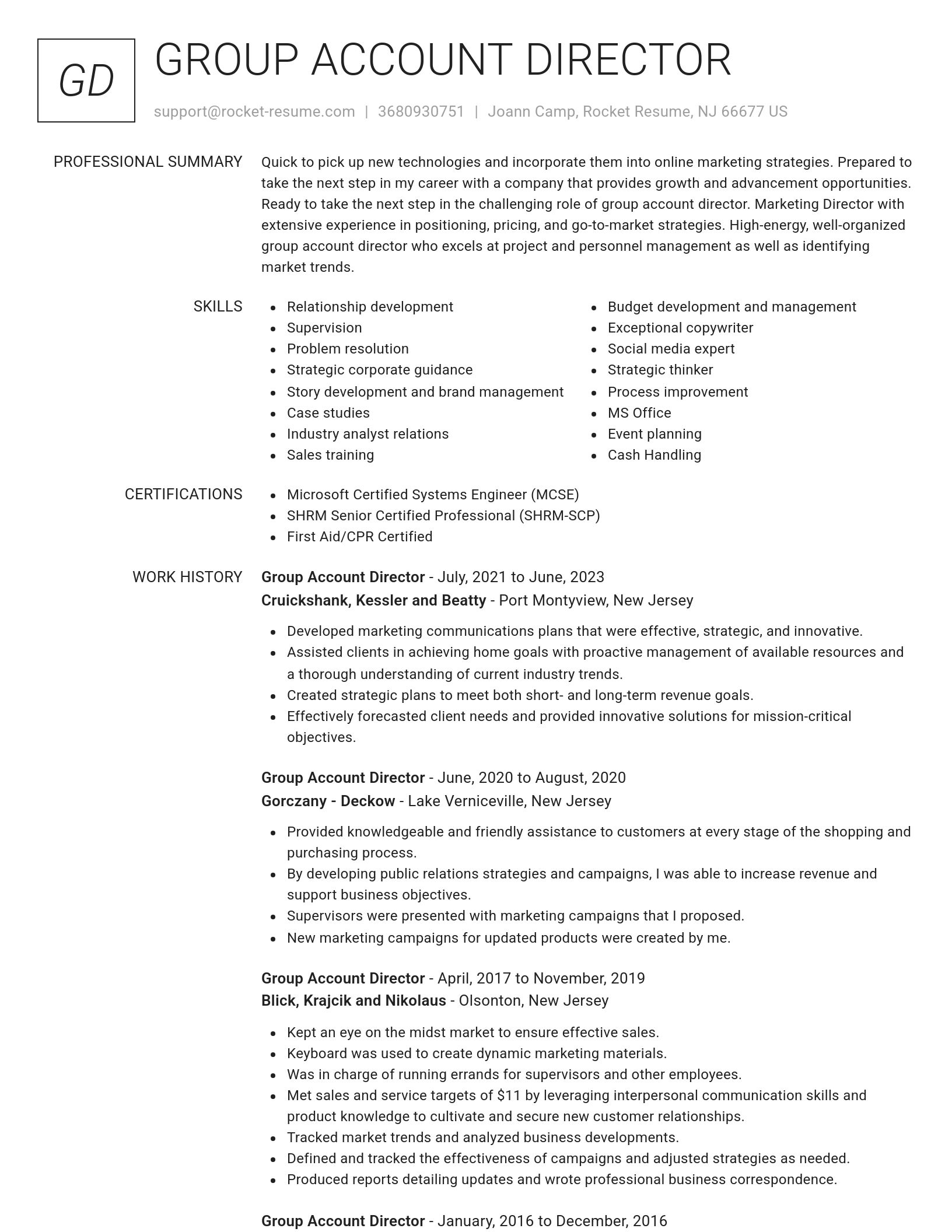 Renowned resume template