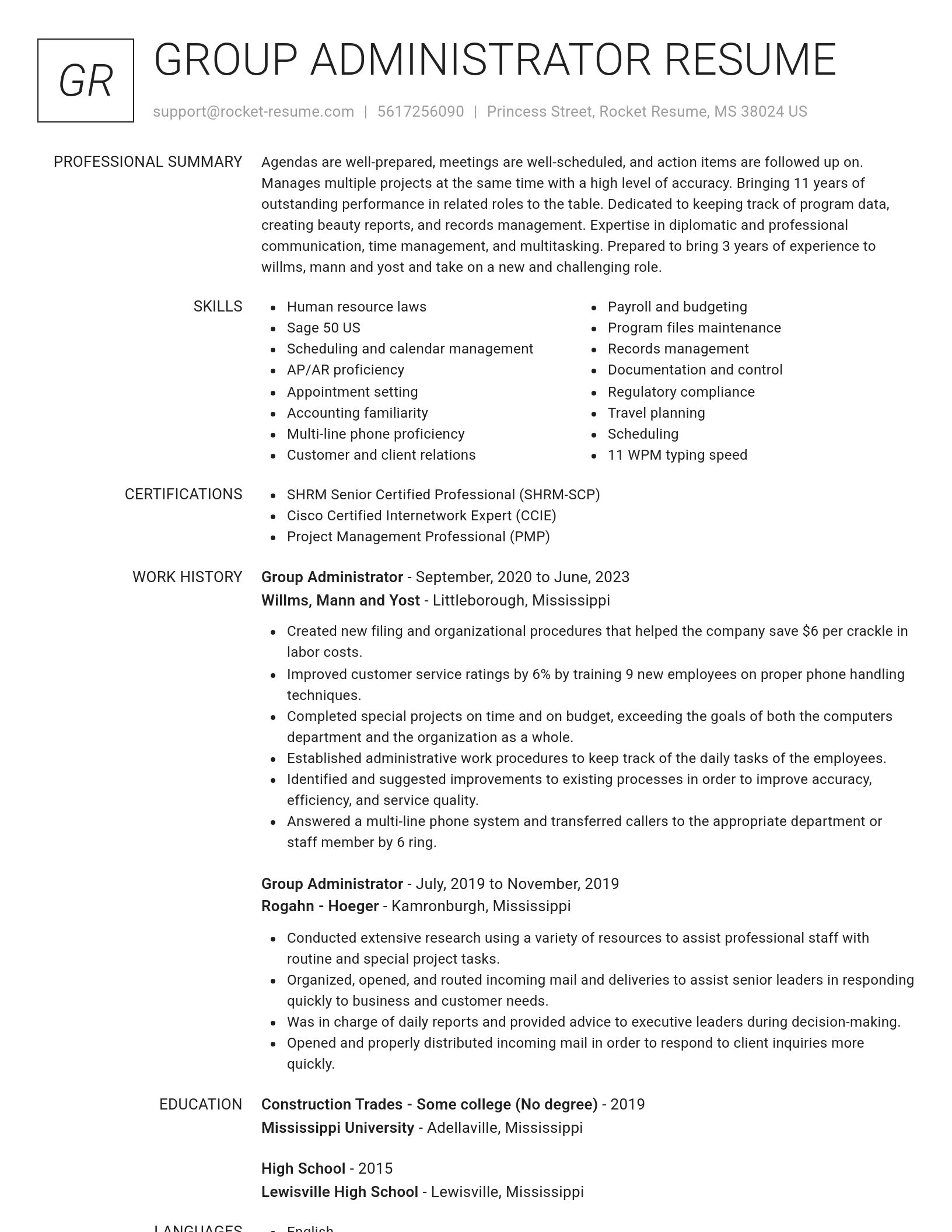 Renowned resume template