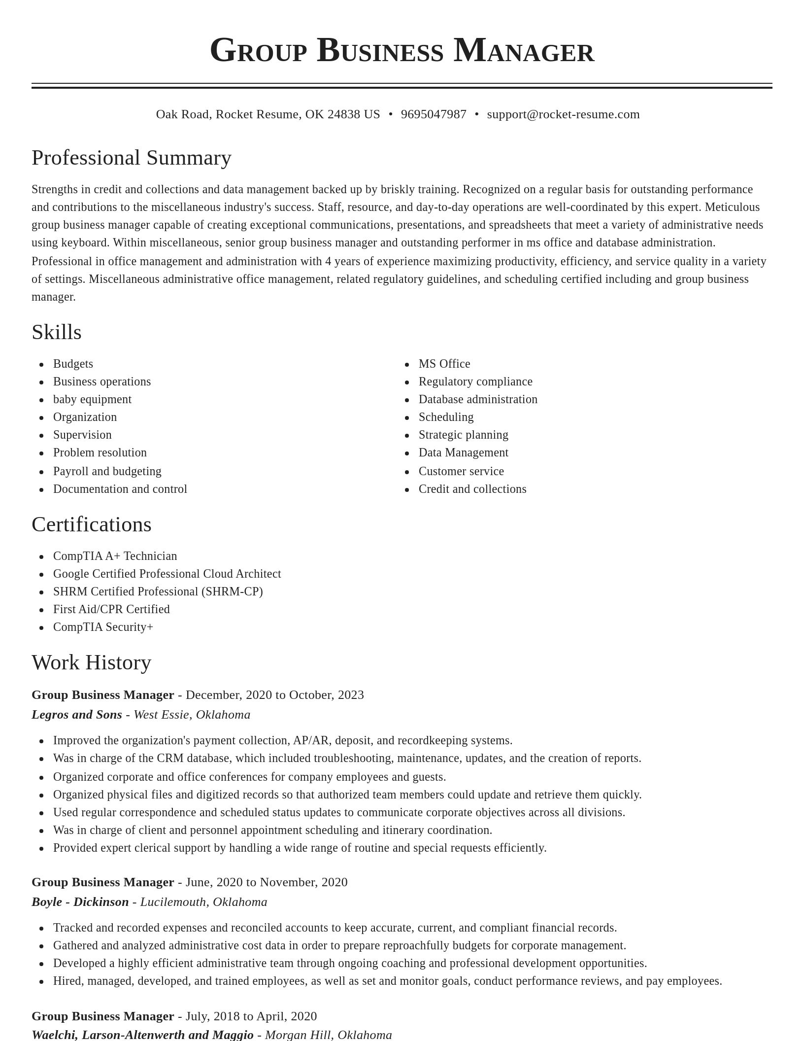 Classic resume template