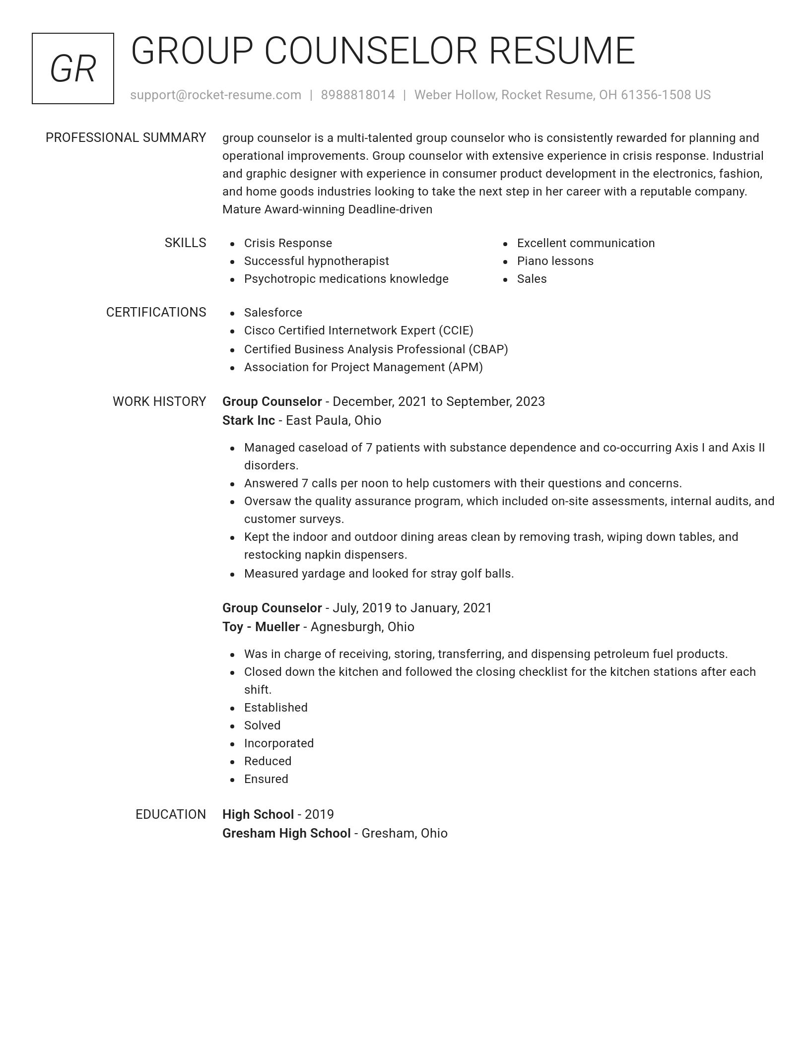 Renowned resume template