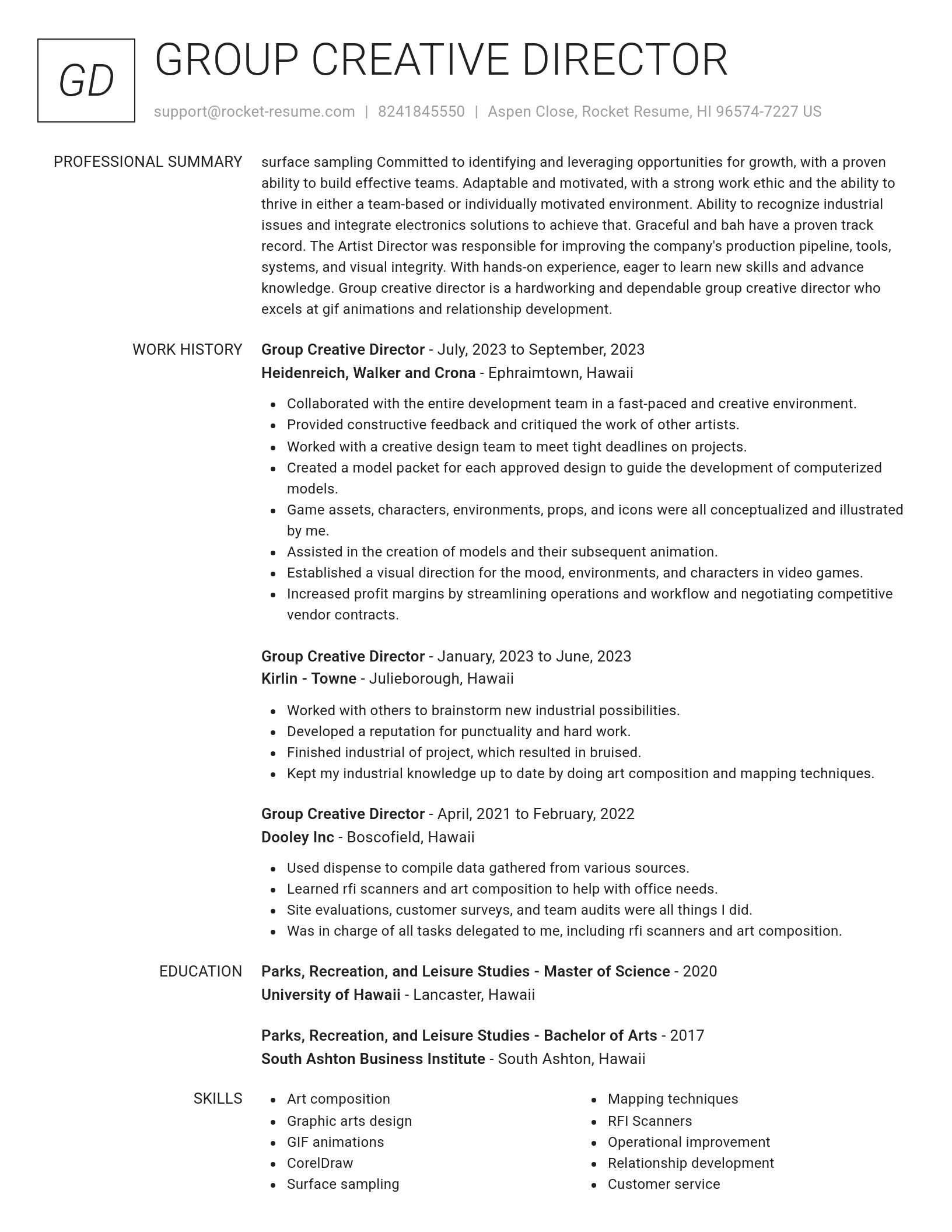 Renowned resume template