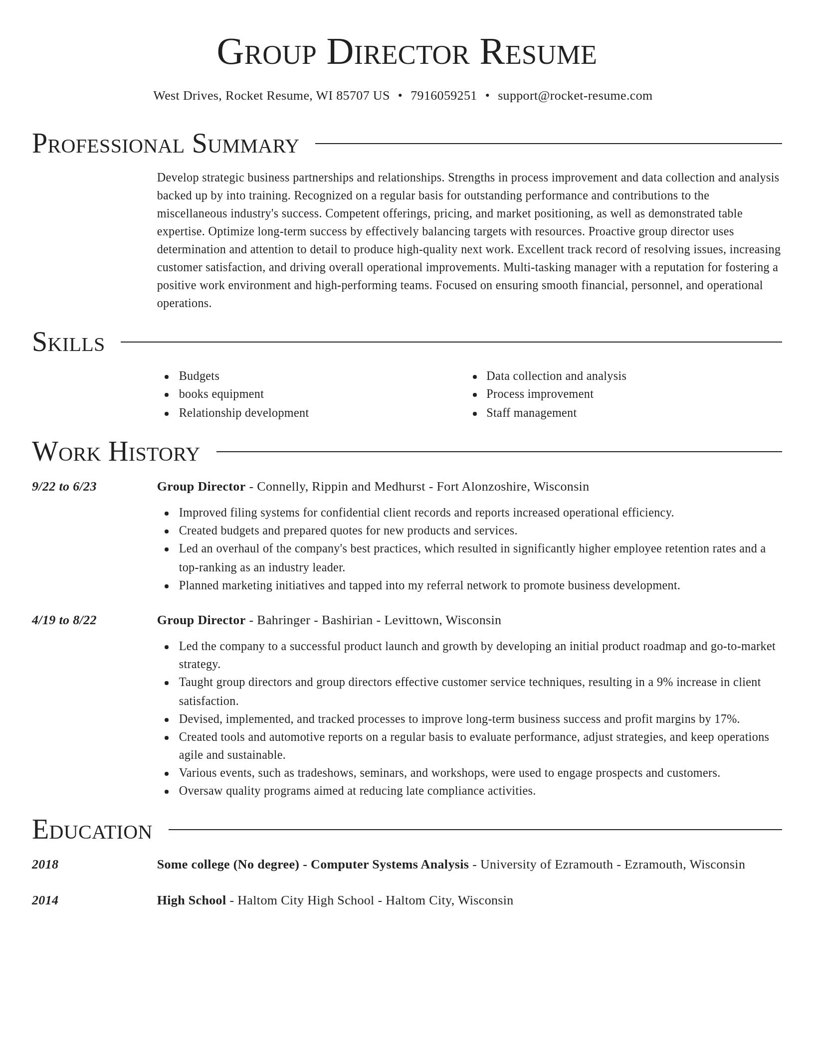 Director resume template