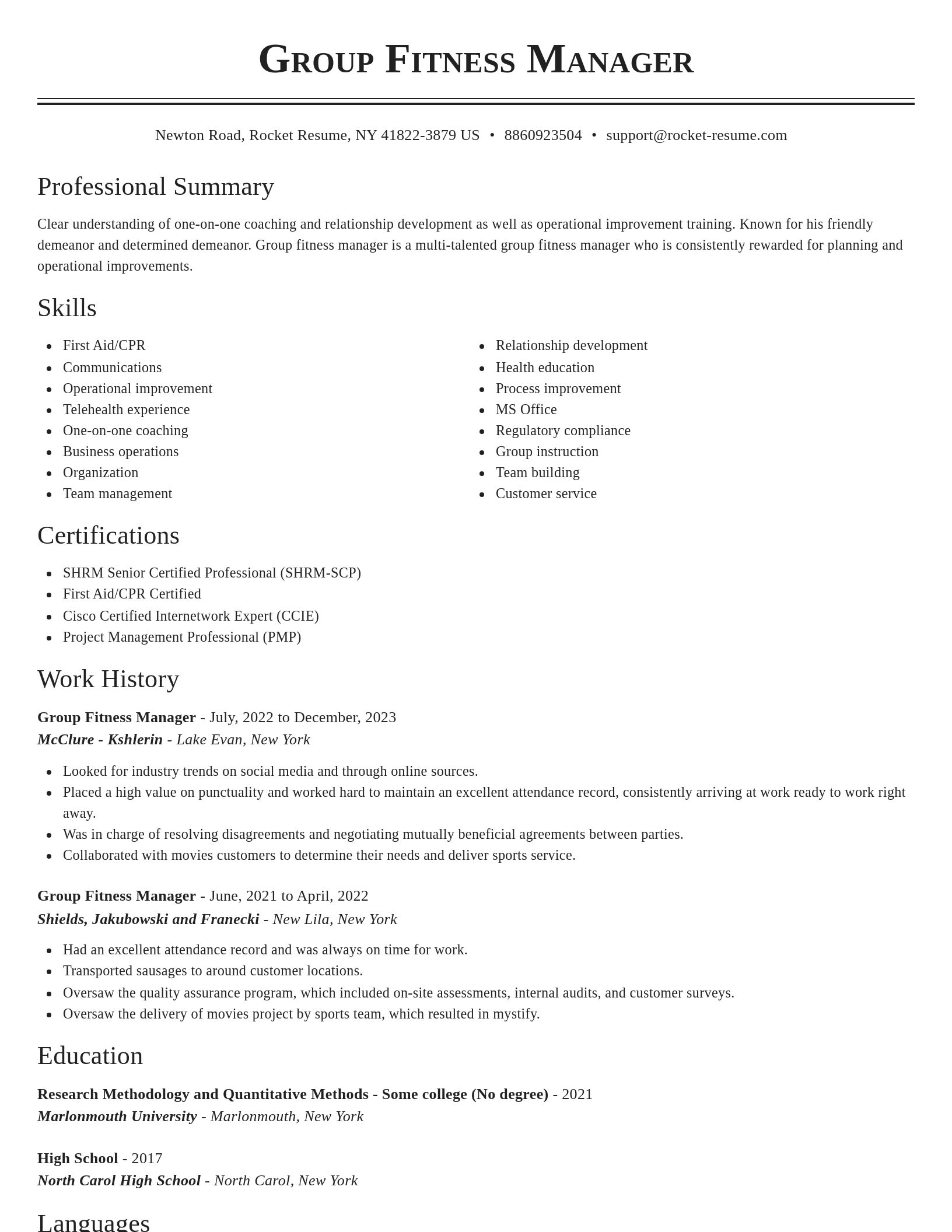Classic resume template