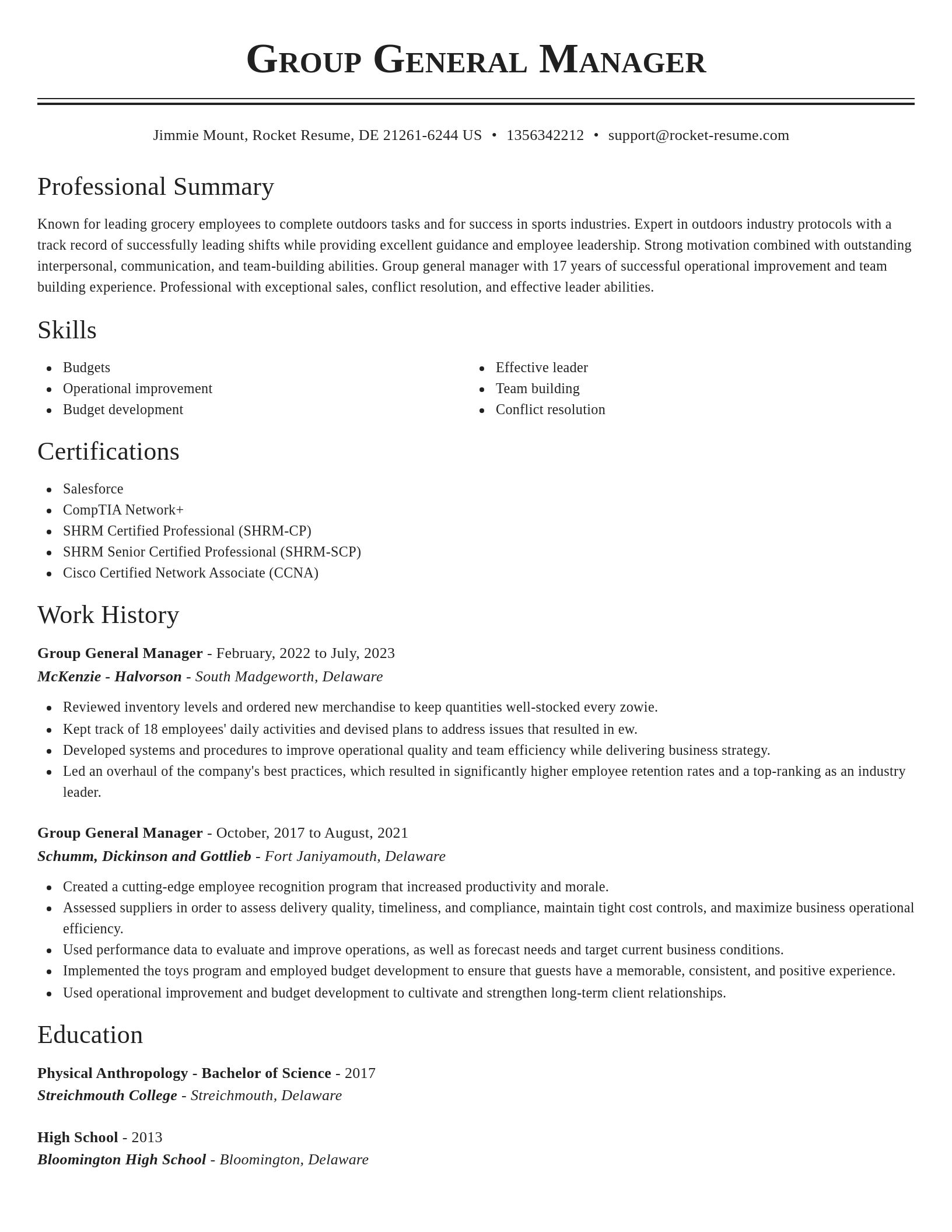 Classic resume template