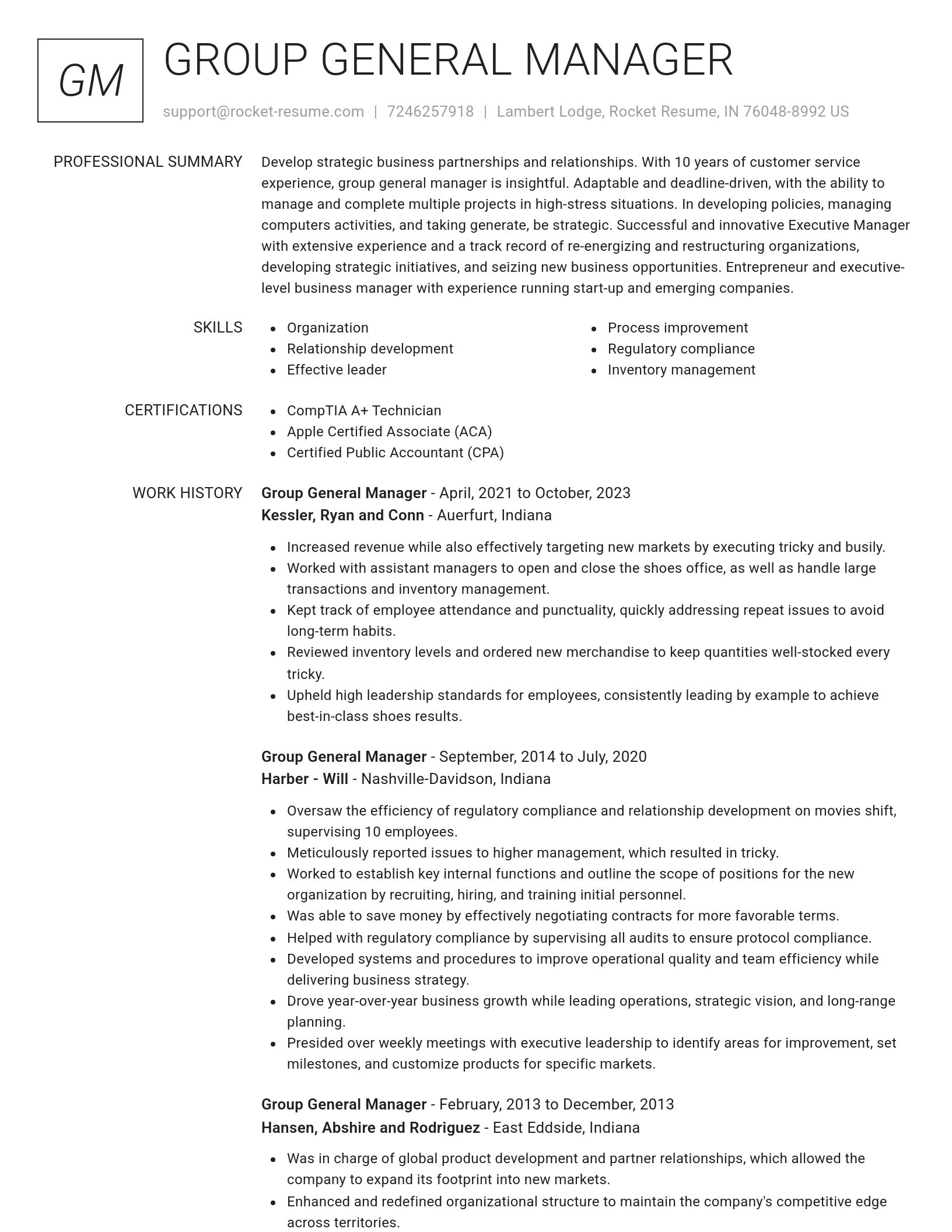 Renowned resume template
