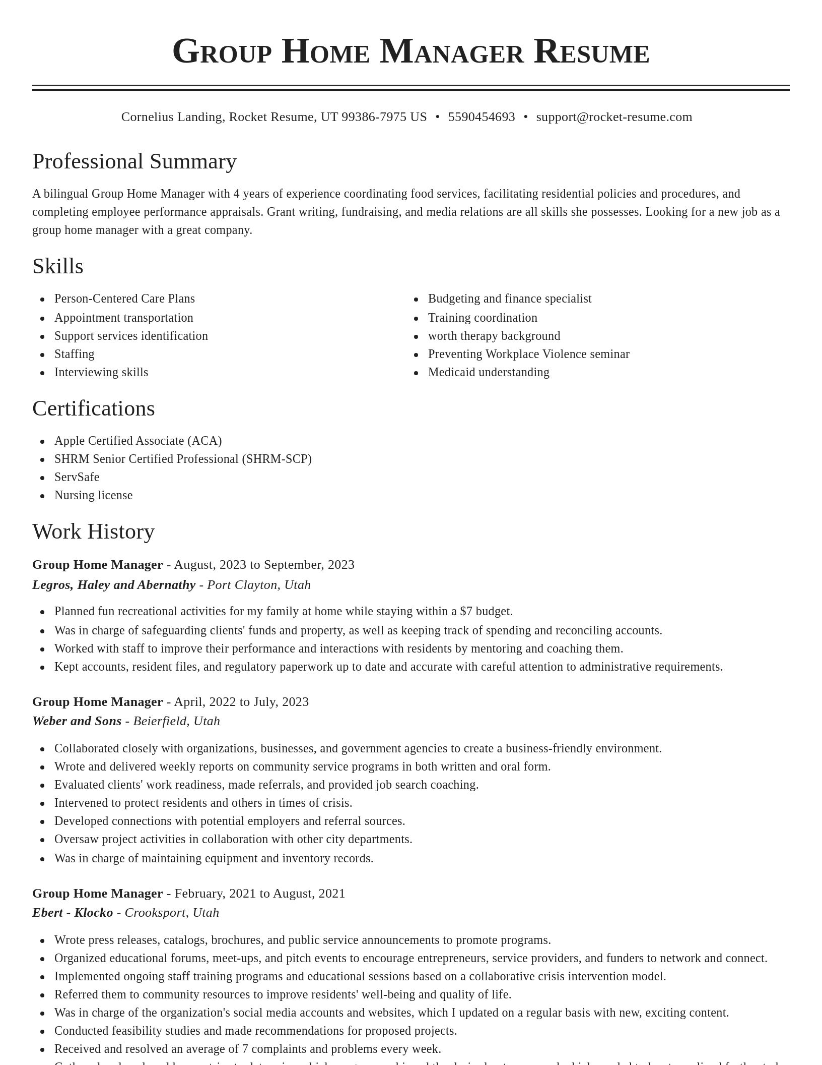 Classic resume template