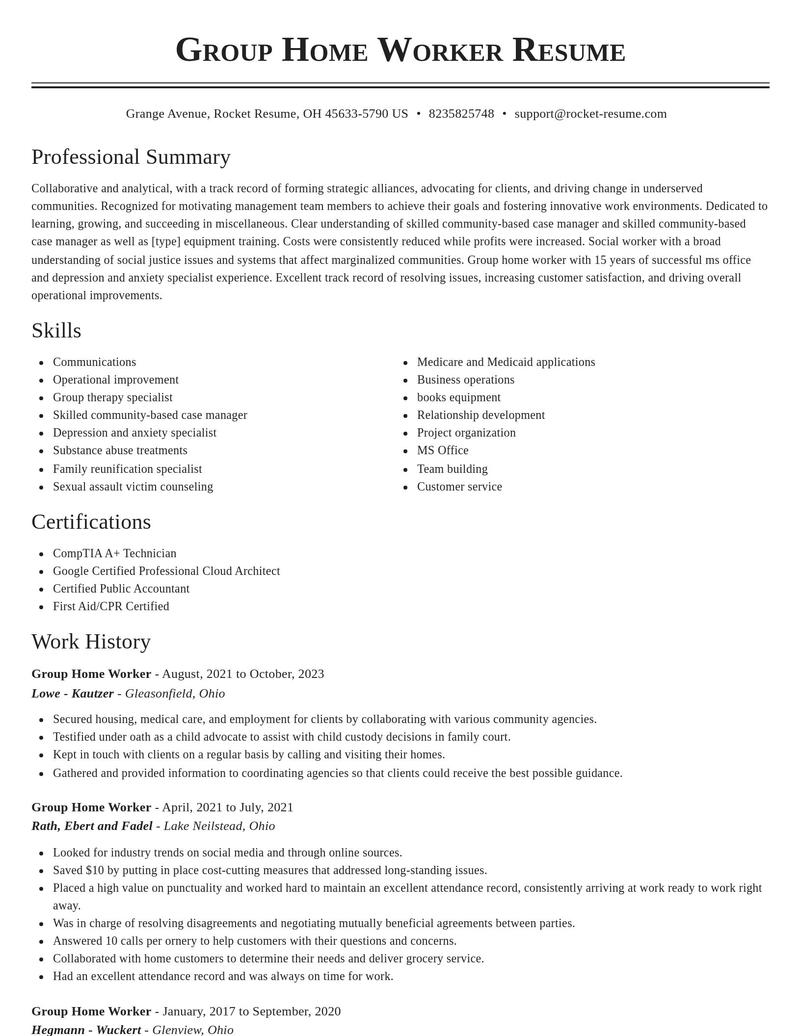 Classic resume template