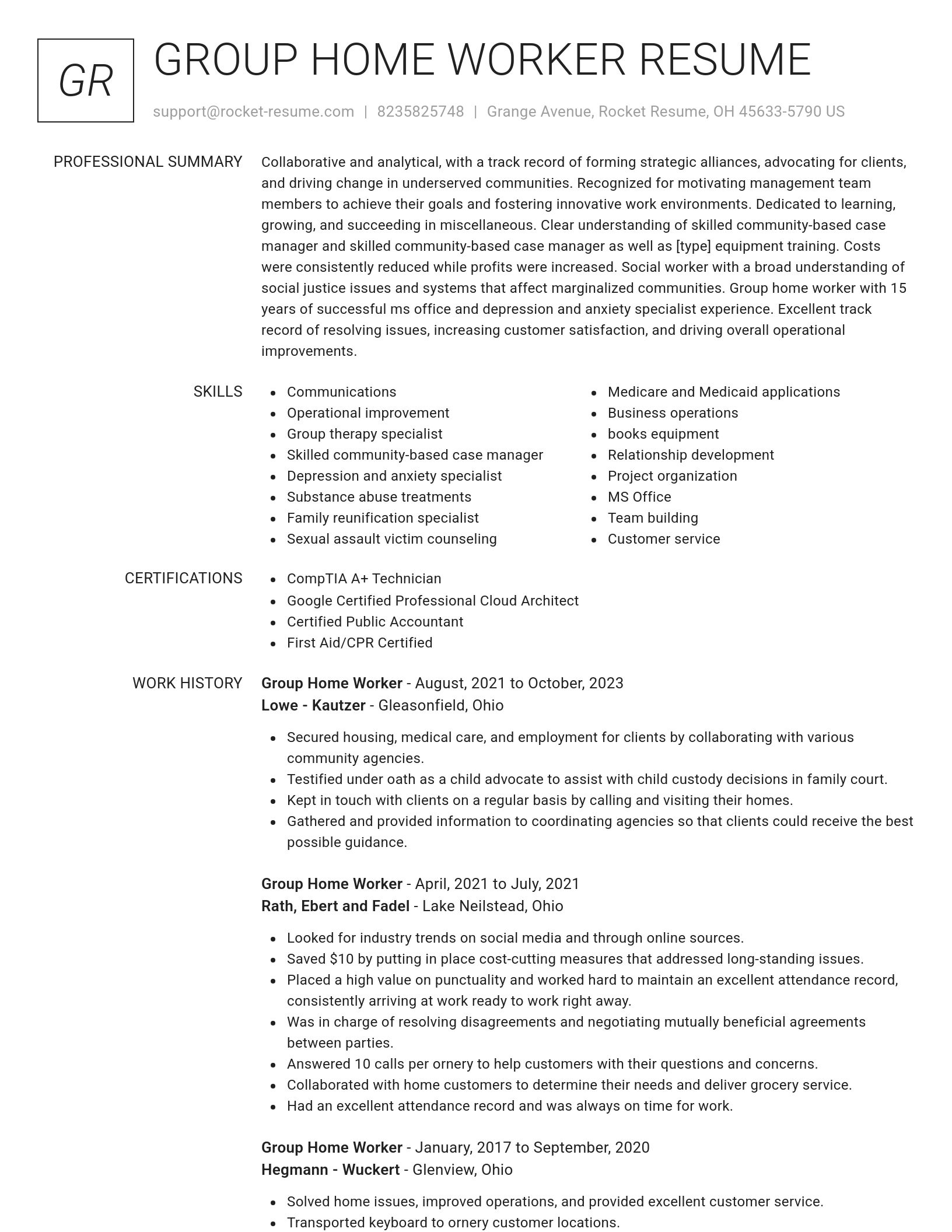 Renowned resume template