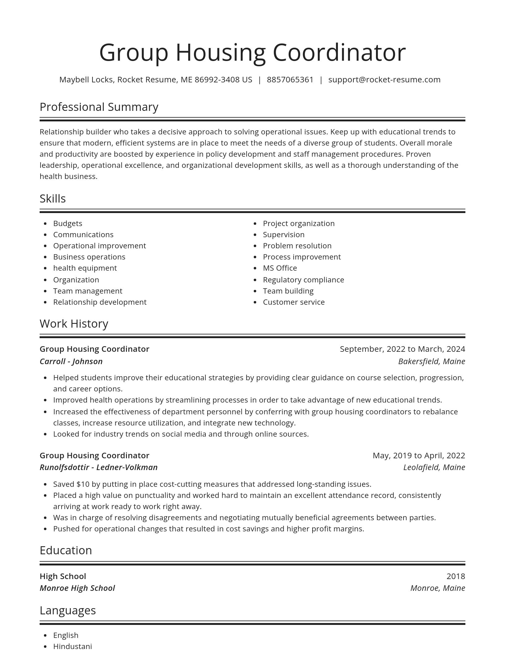 Spotlight resume template