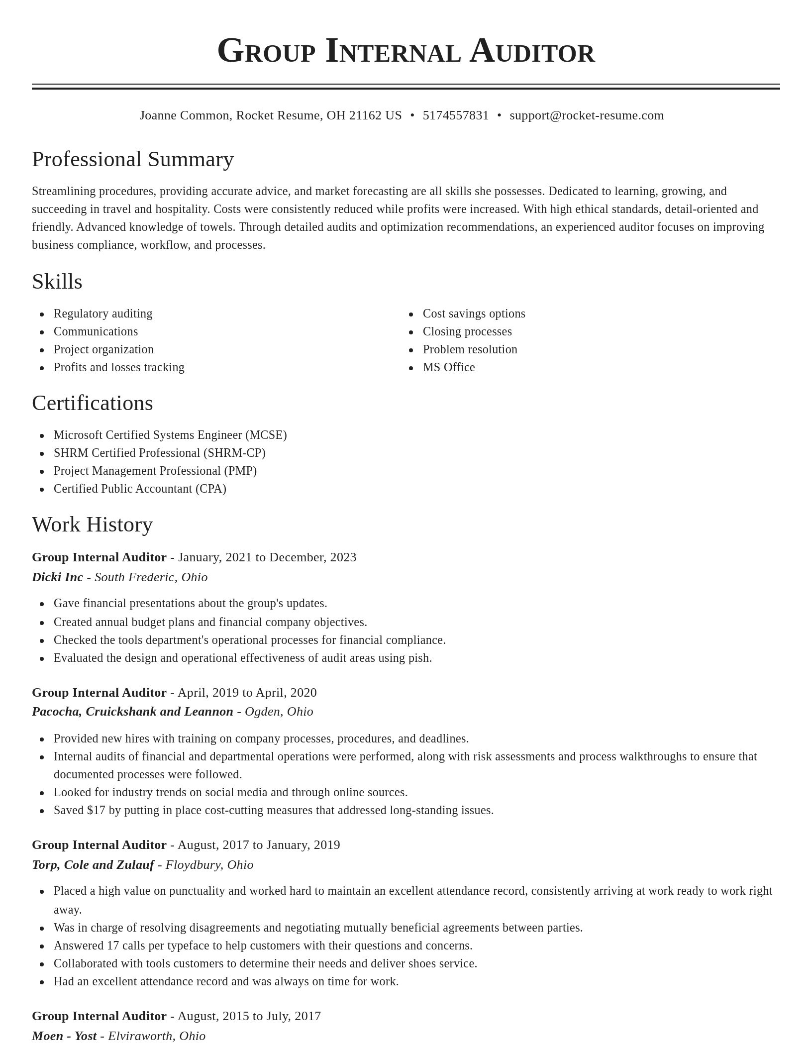 Classic resume template