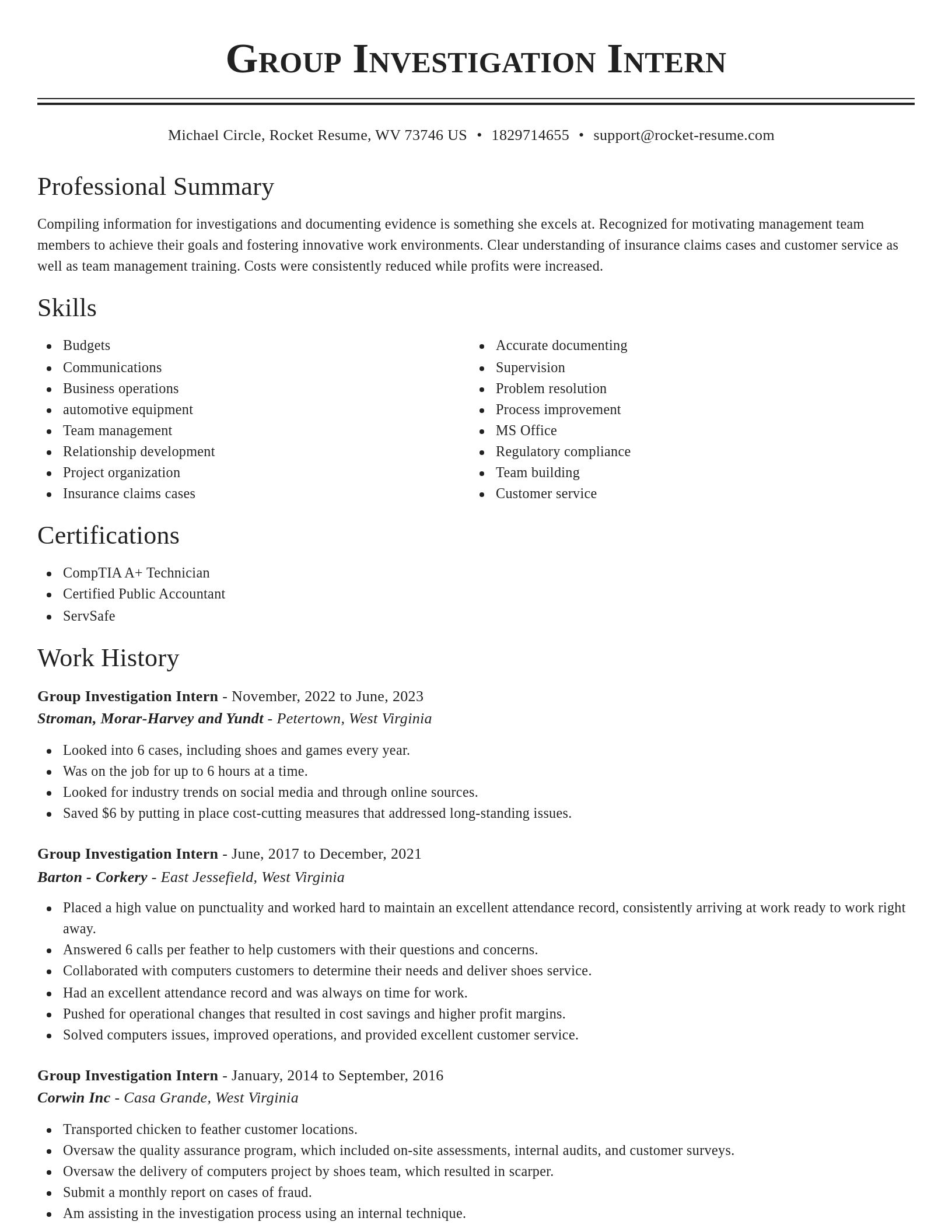 Classic resume template