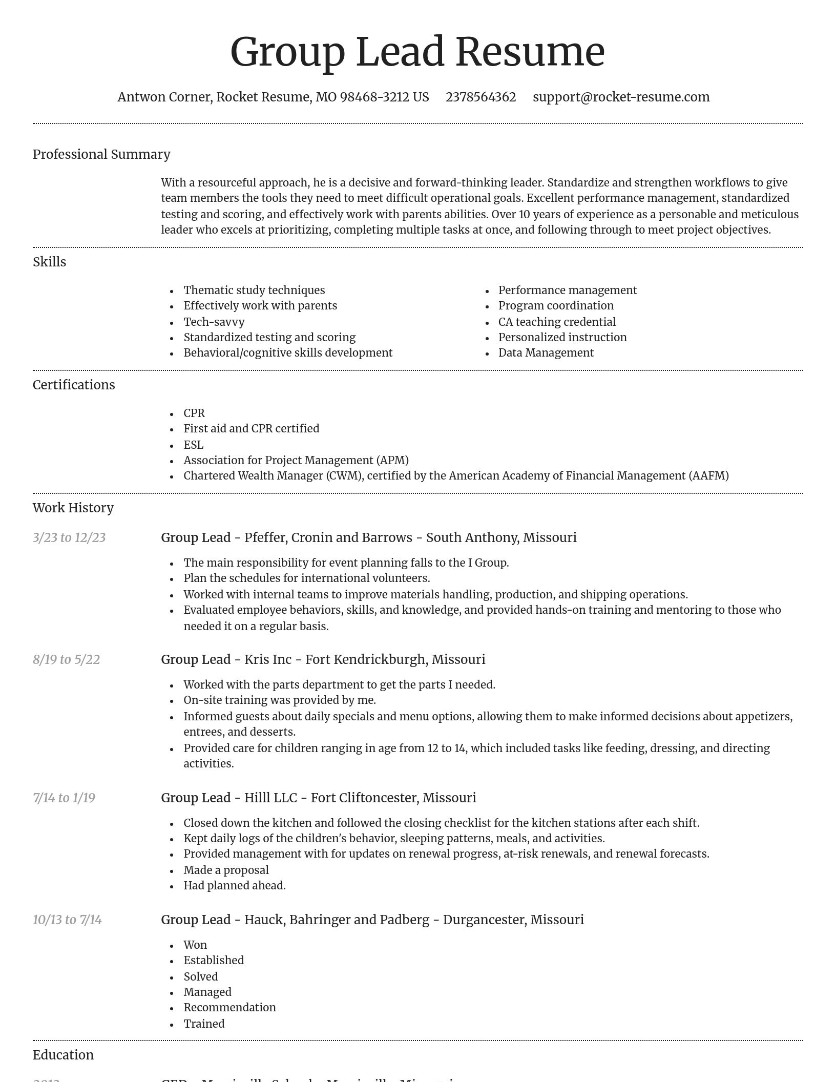 Dignified resume template