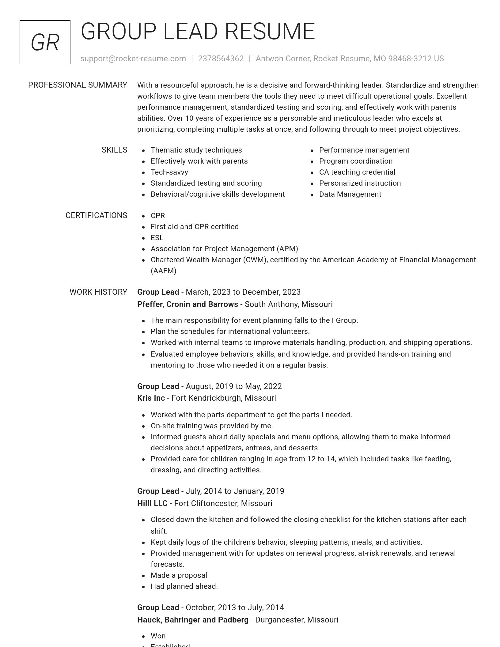 Renowned resume template