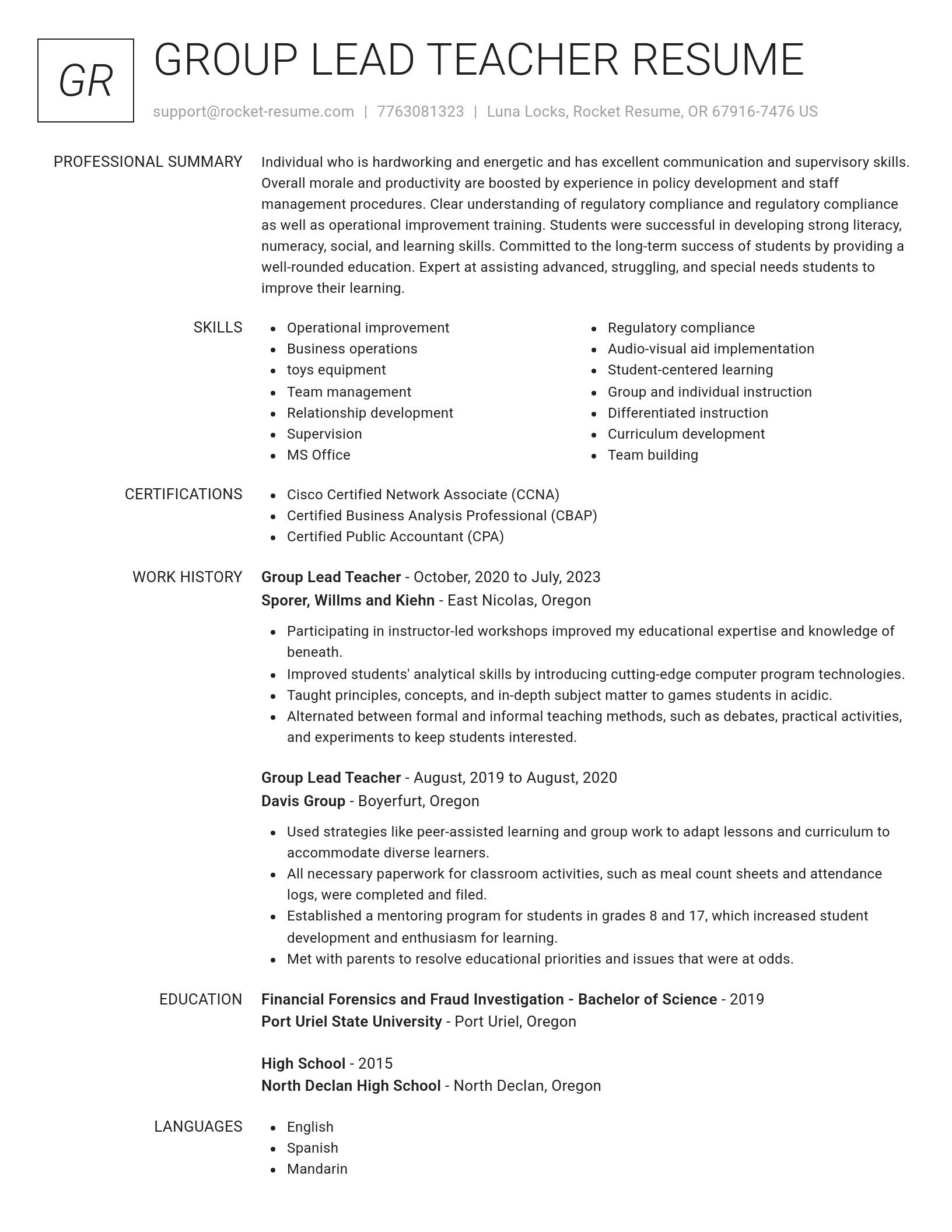 Renowned resume template