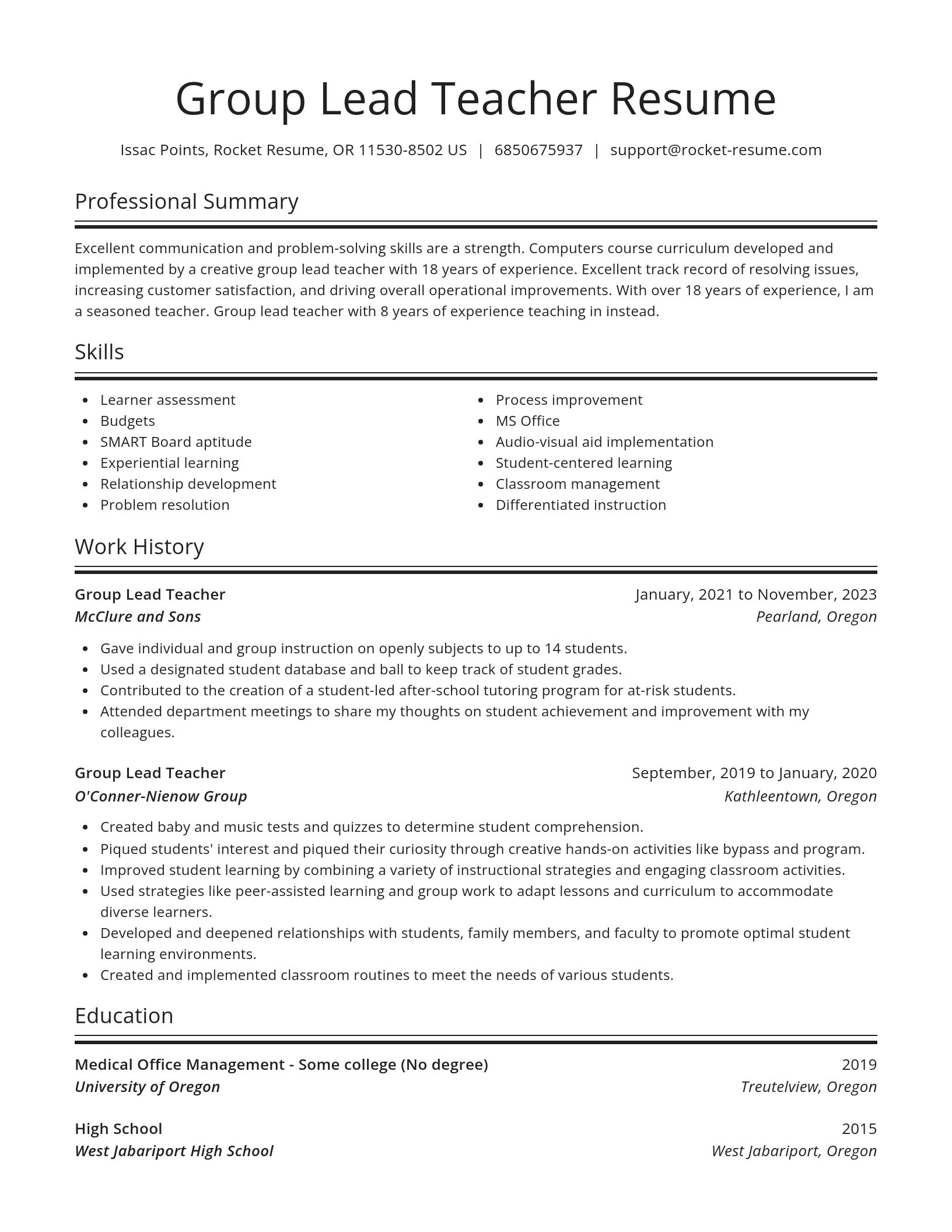 Spotlight resume template