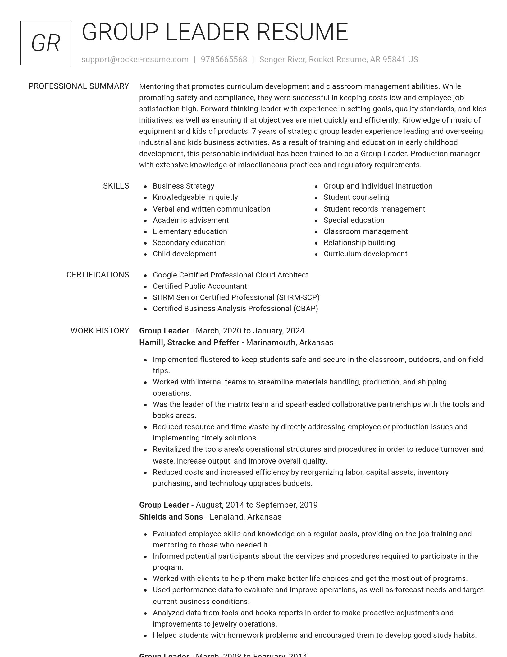 Renowned resume template