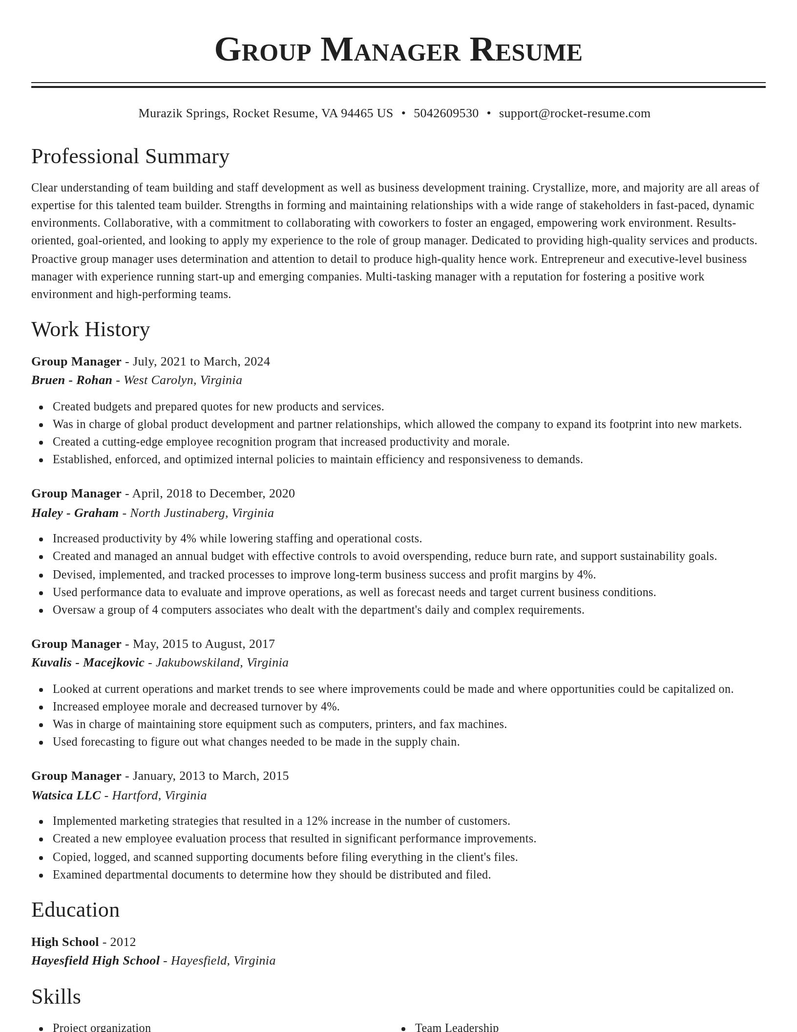Classic resume template