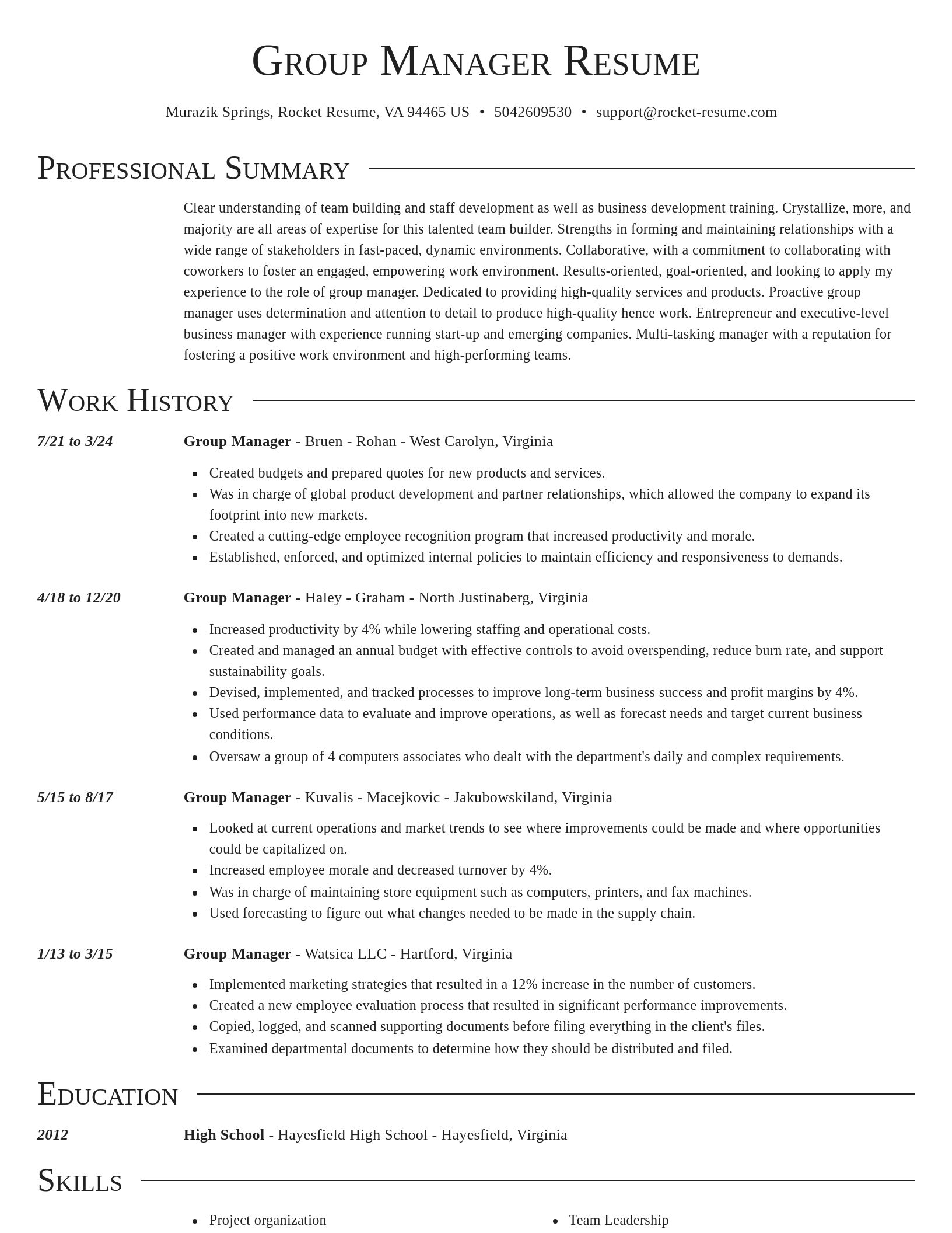 Director resume template