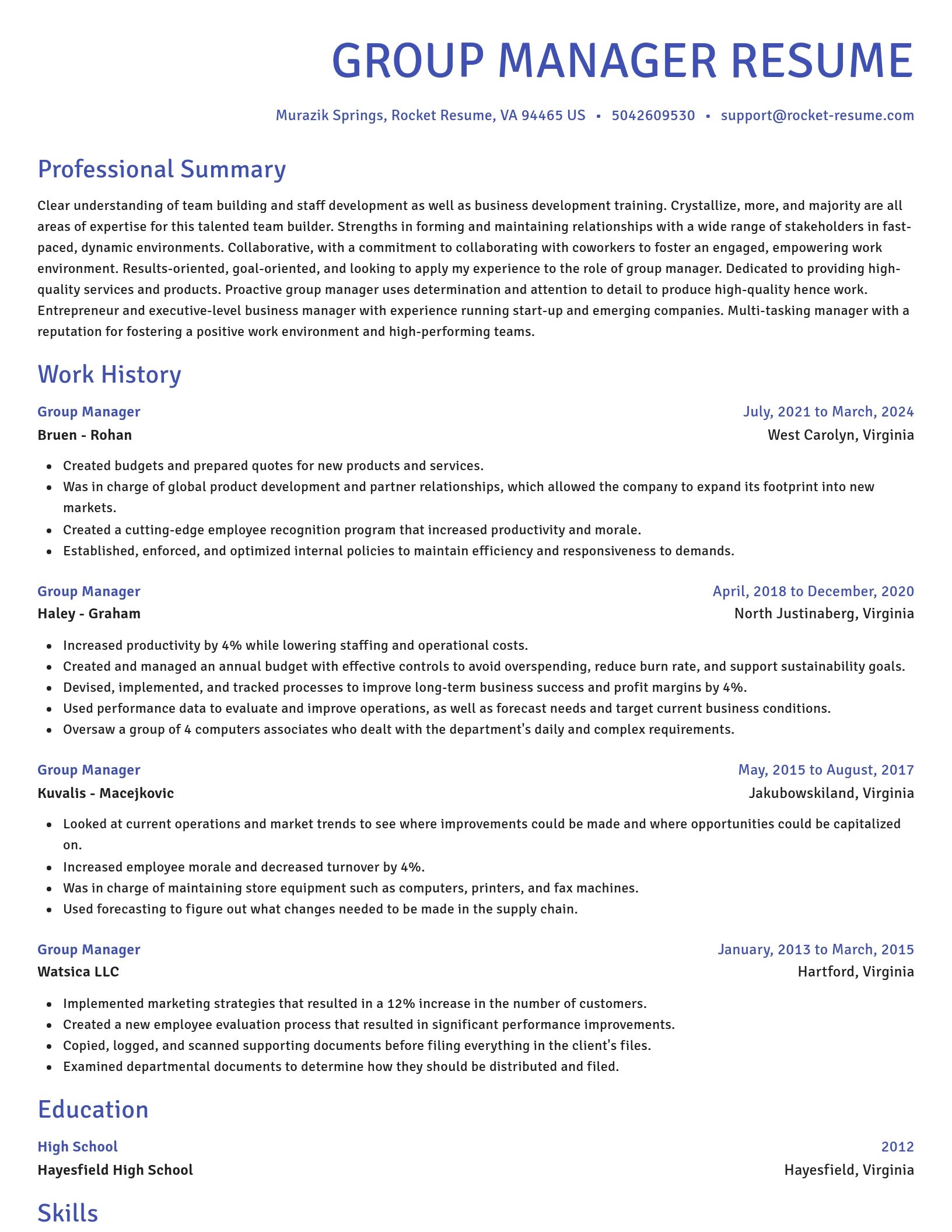 Novel resume template