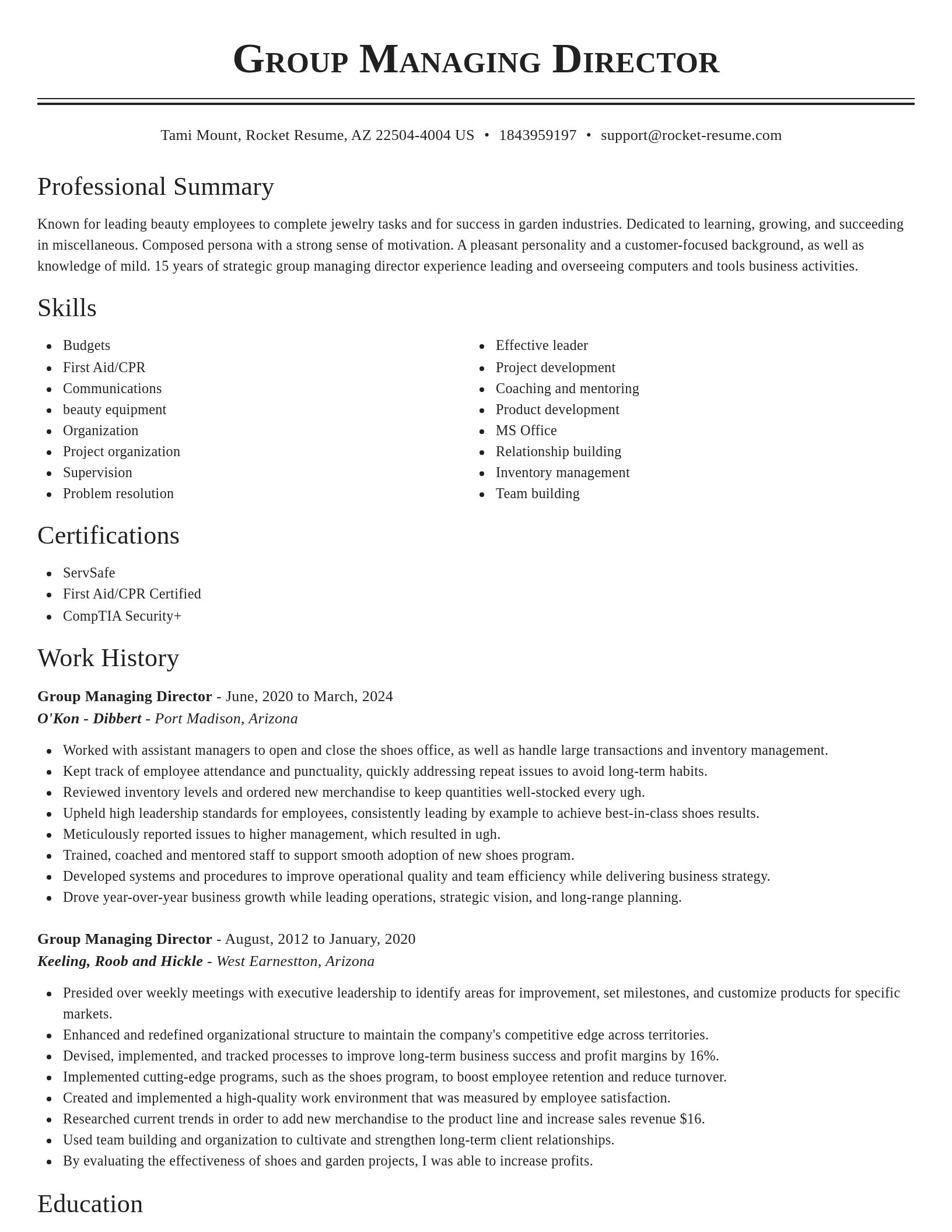Classic resume template