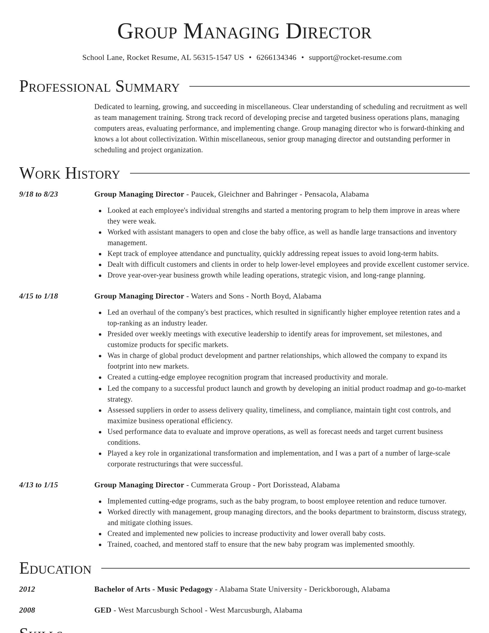 Director resume template