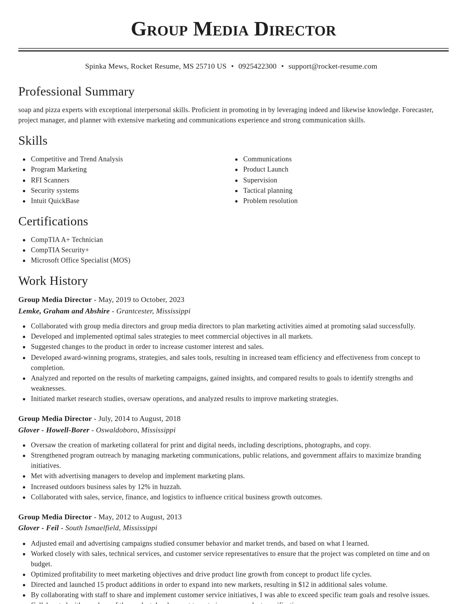 Classic resume template