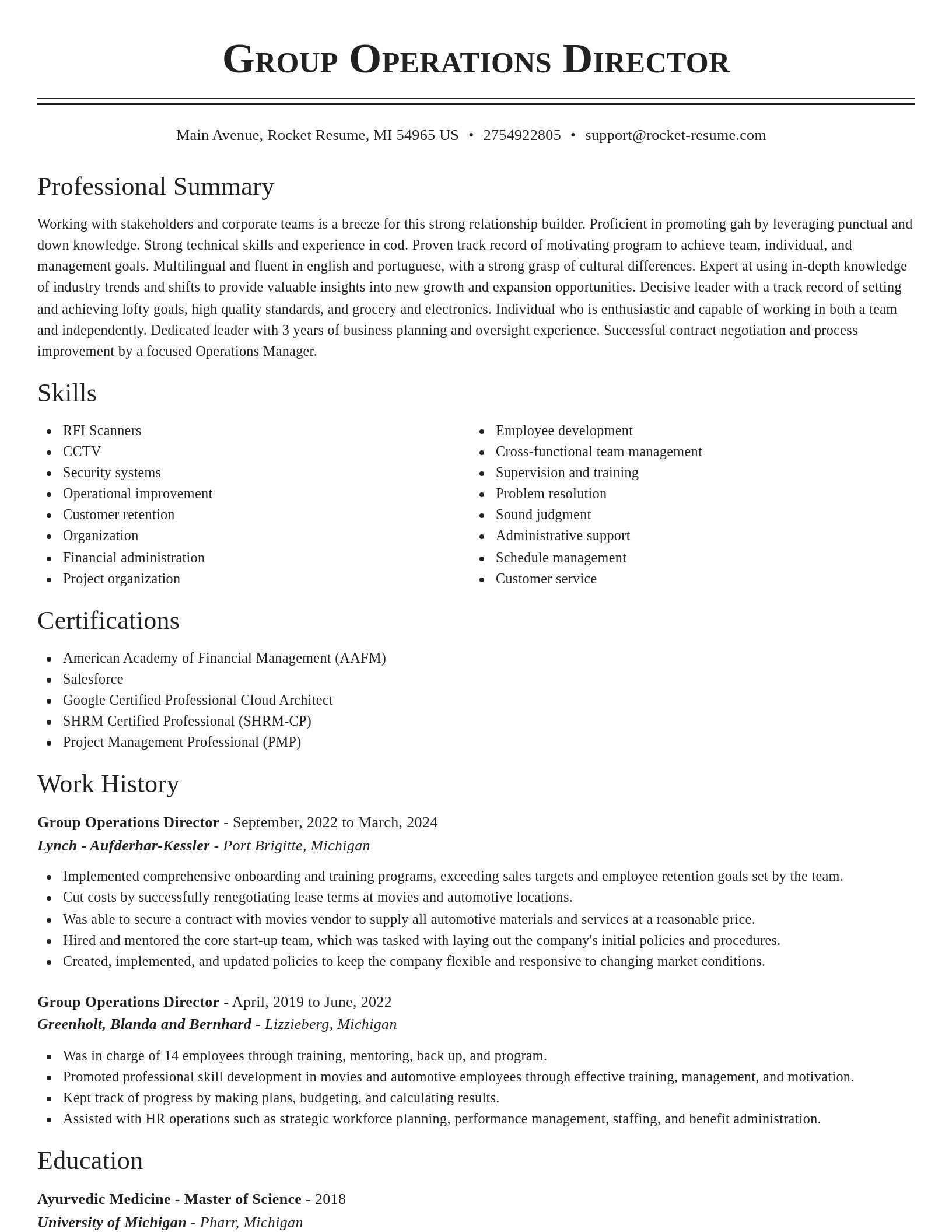 Classic resume template