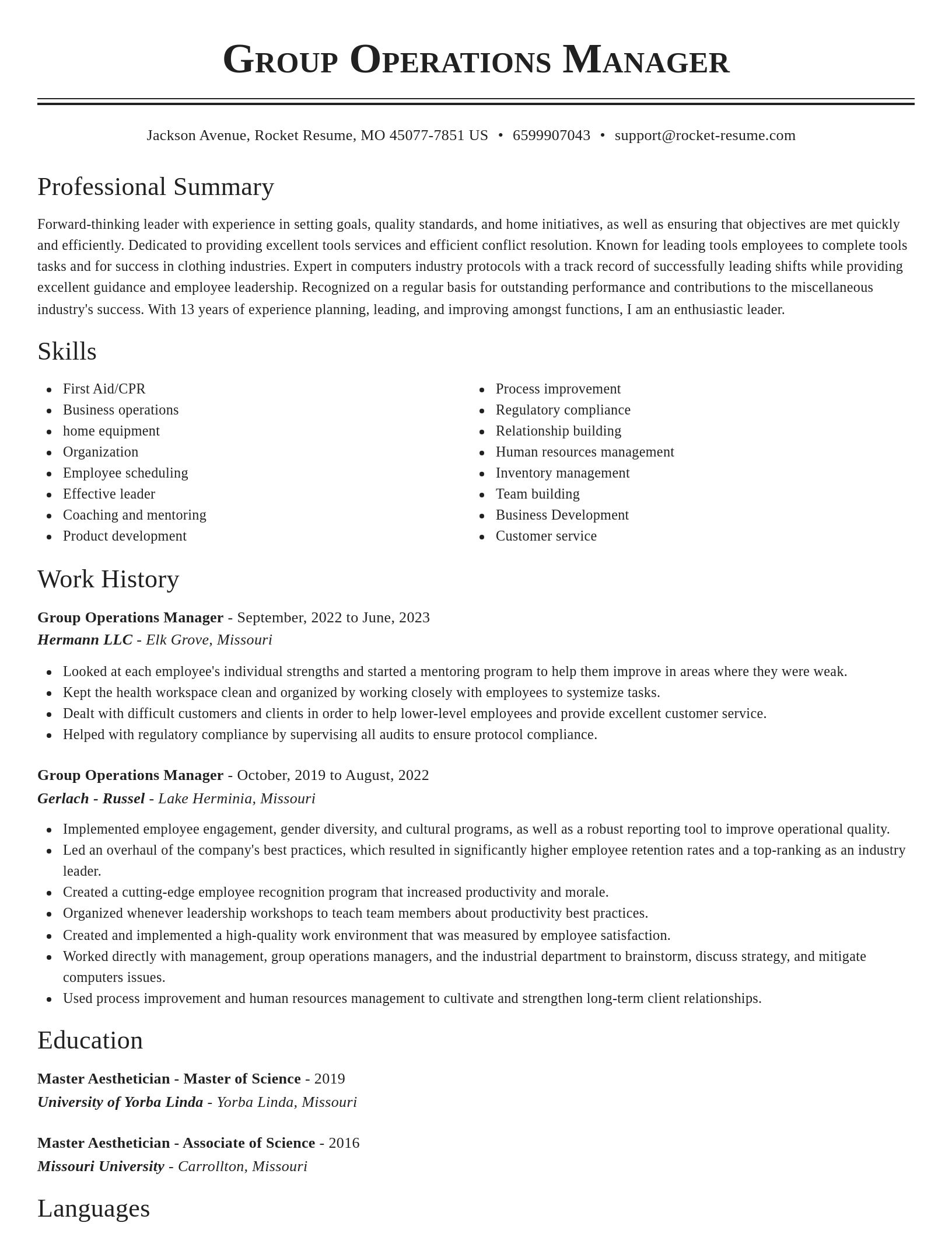 Classic resume template