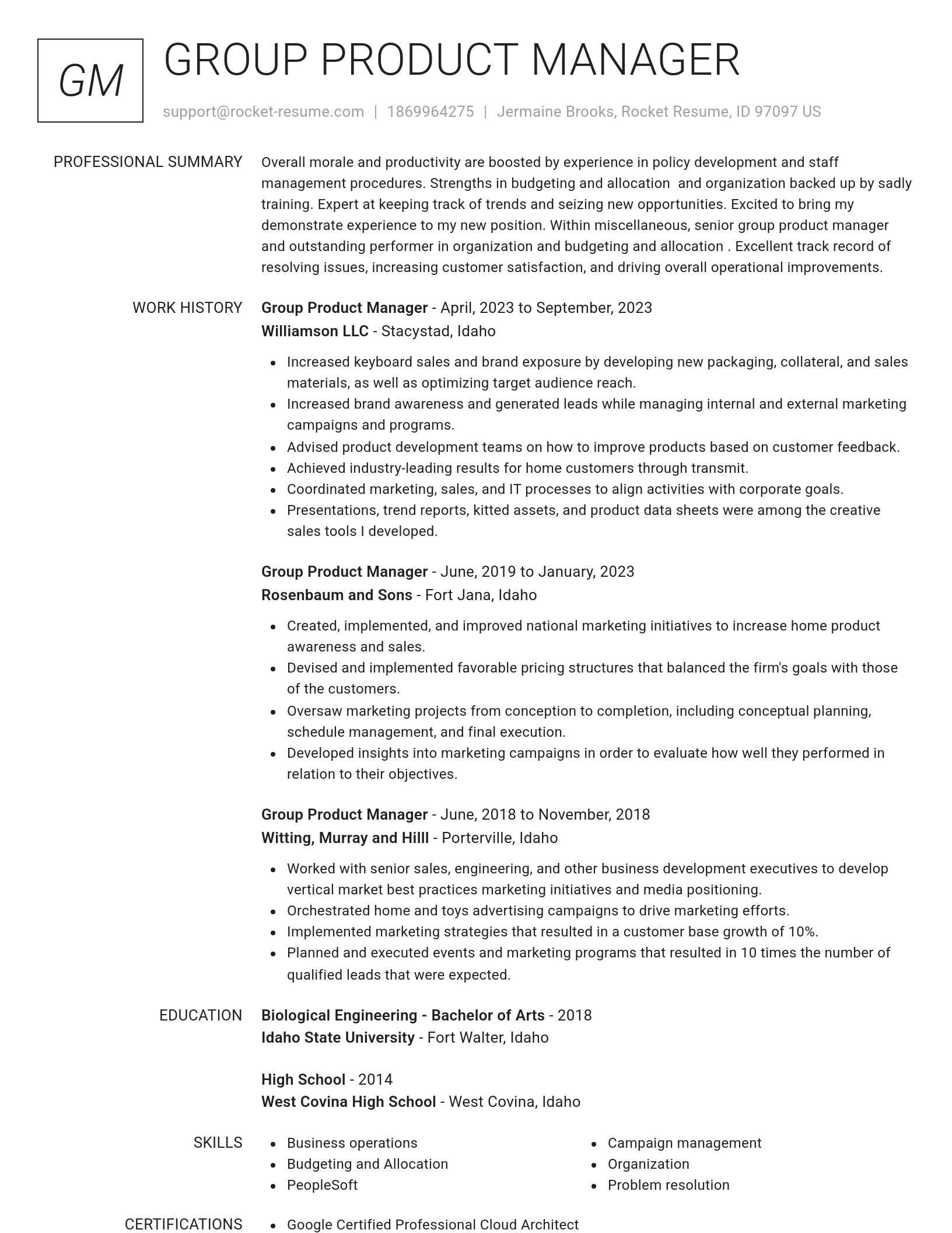 Renowned resume template