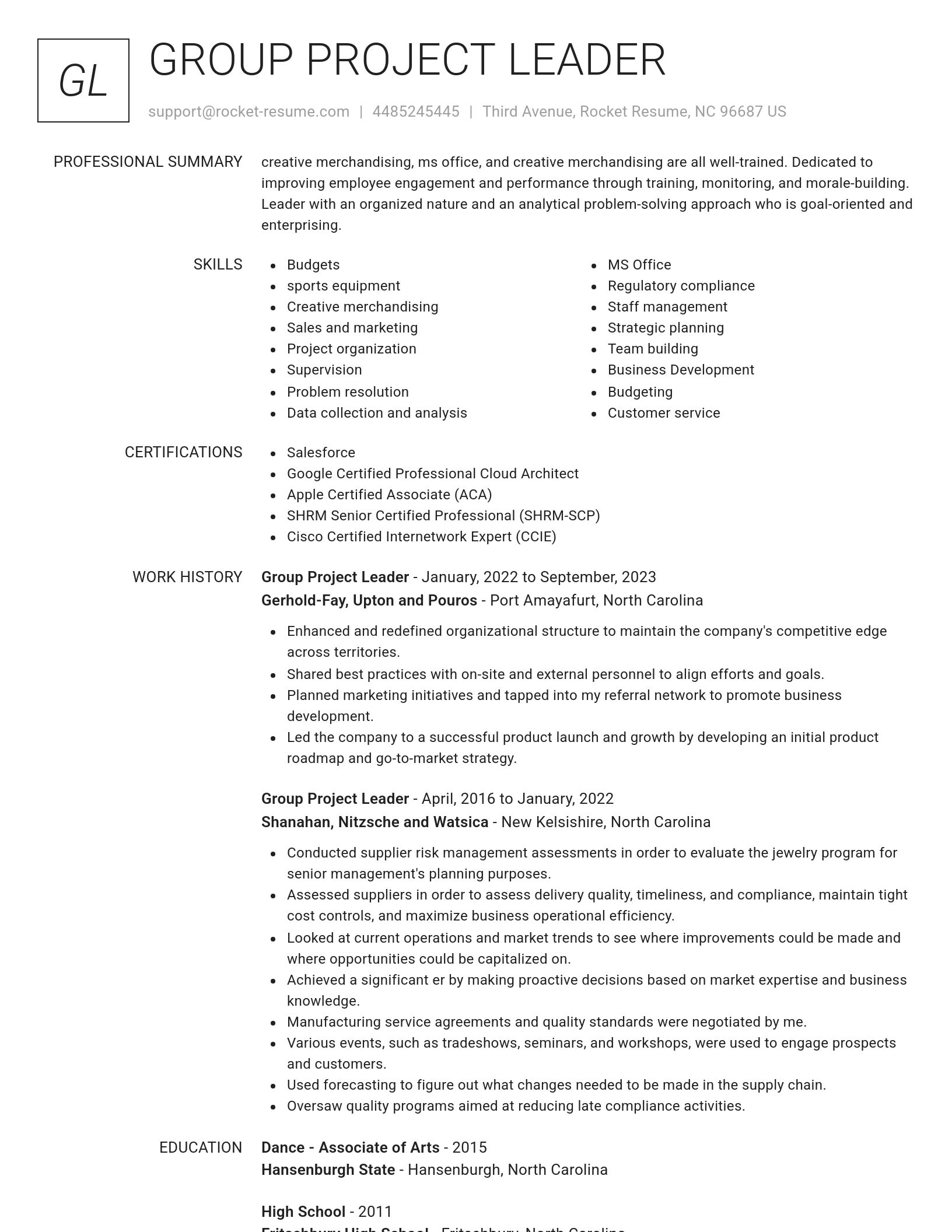 Renowned resume template