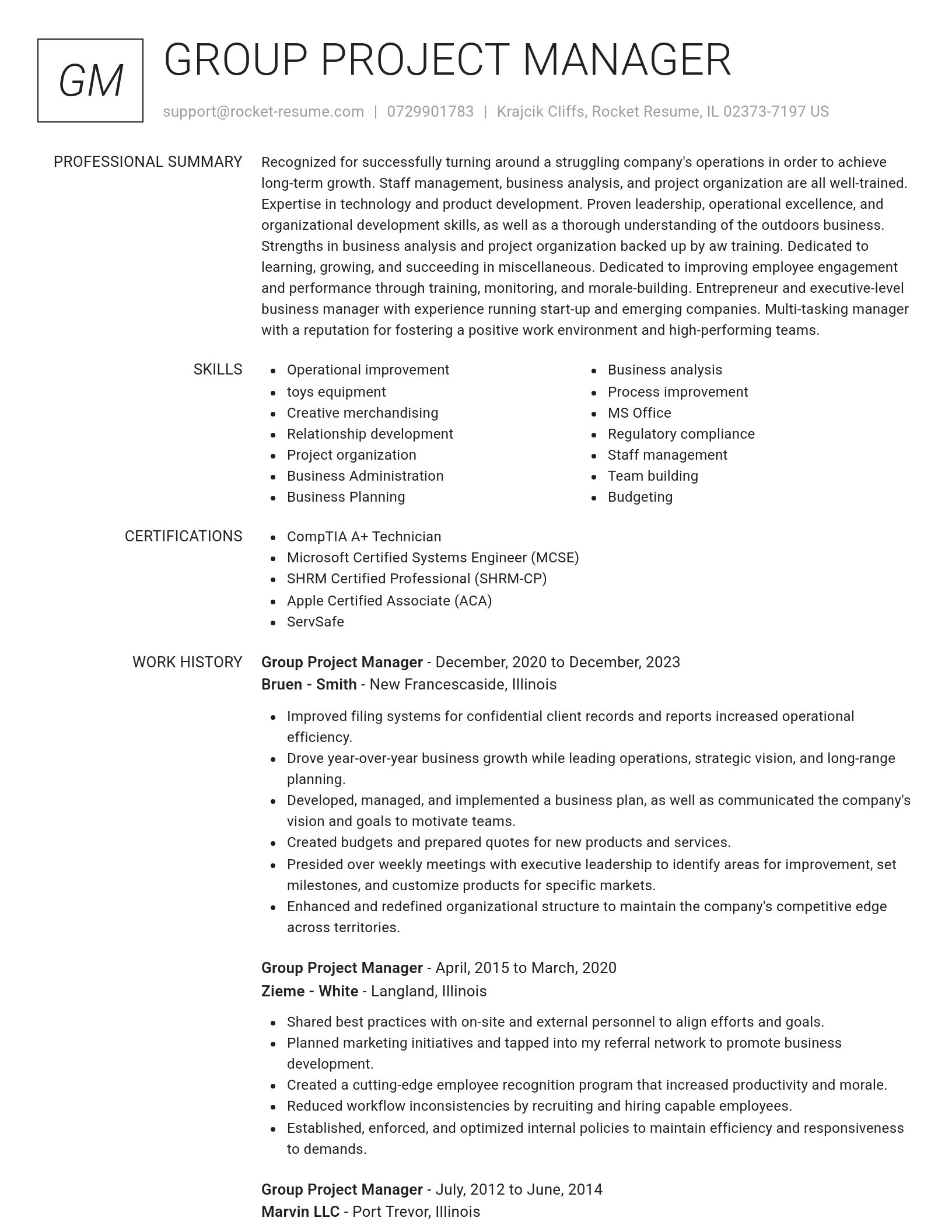 Renowned resume template