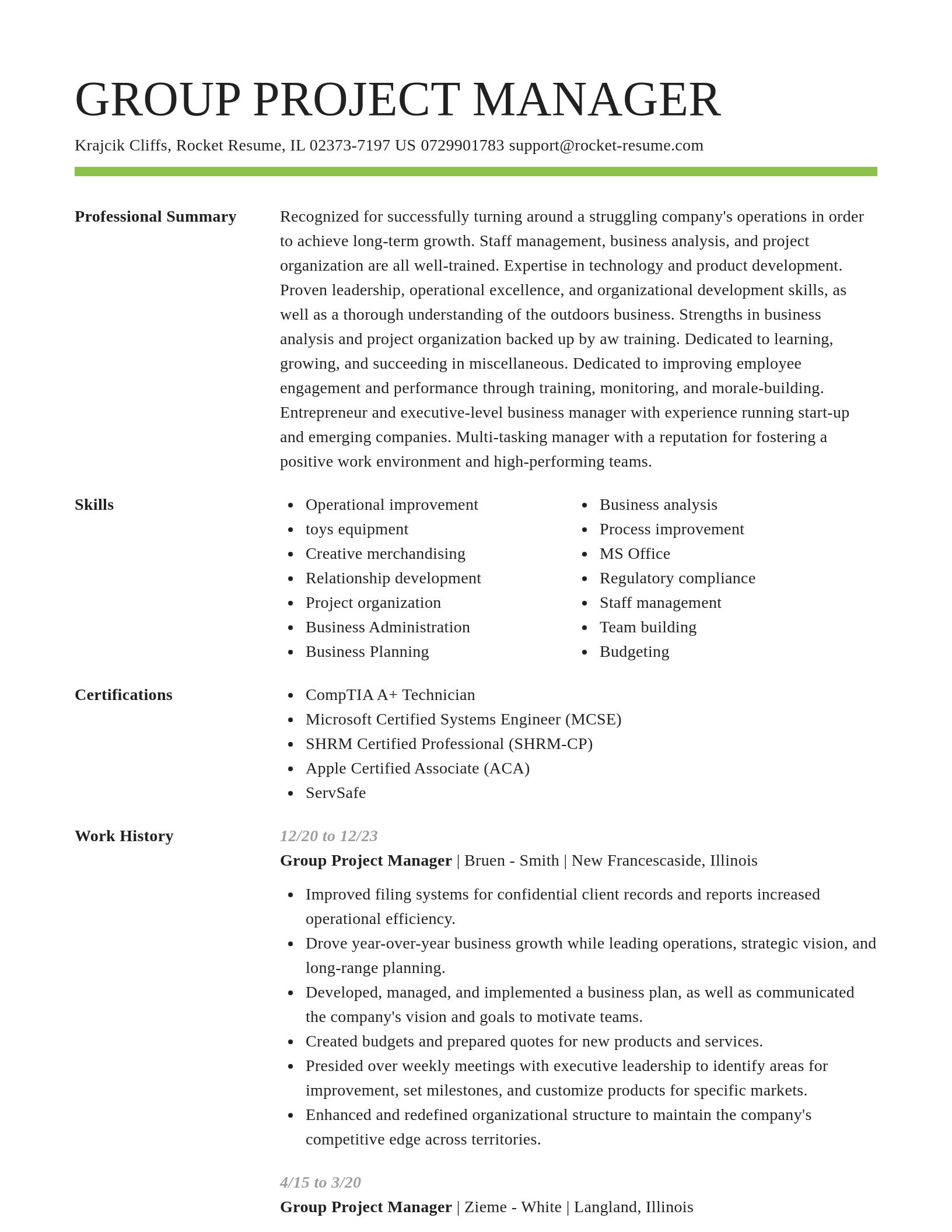 Smart resume template