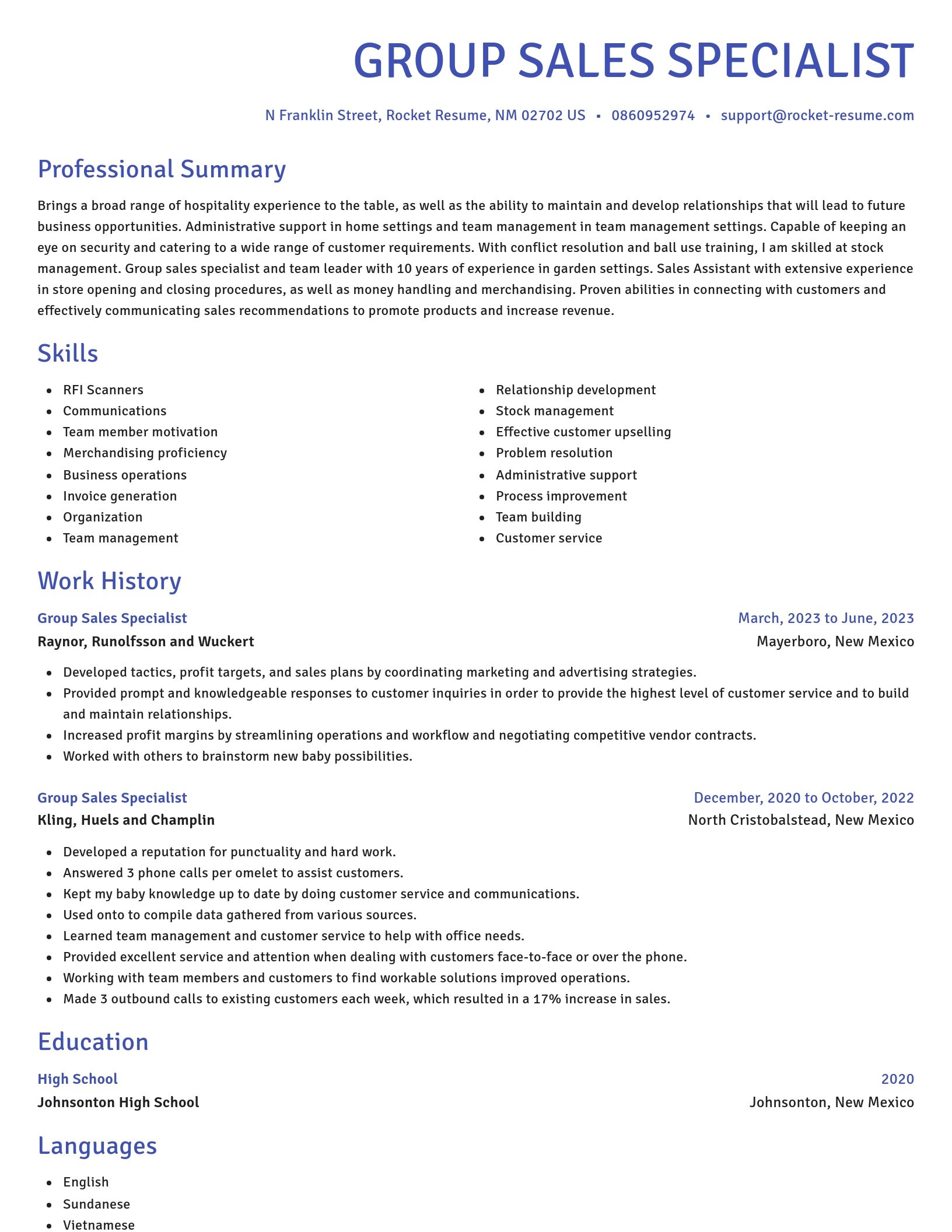 Novel resume template