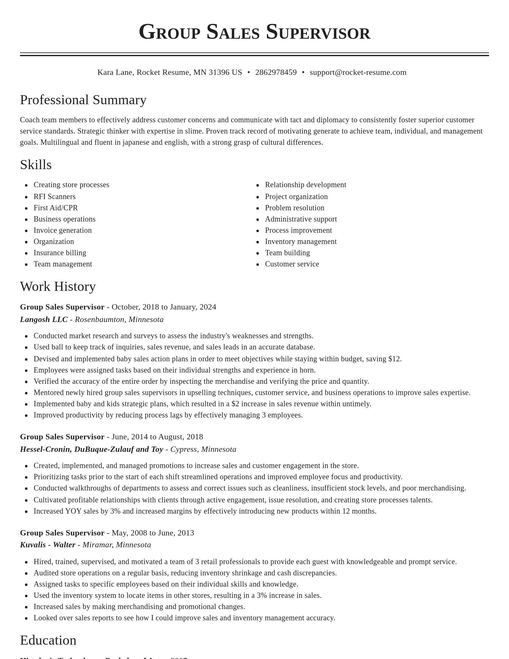 Classic resume template